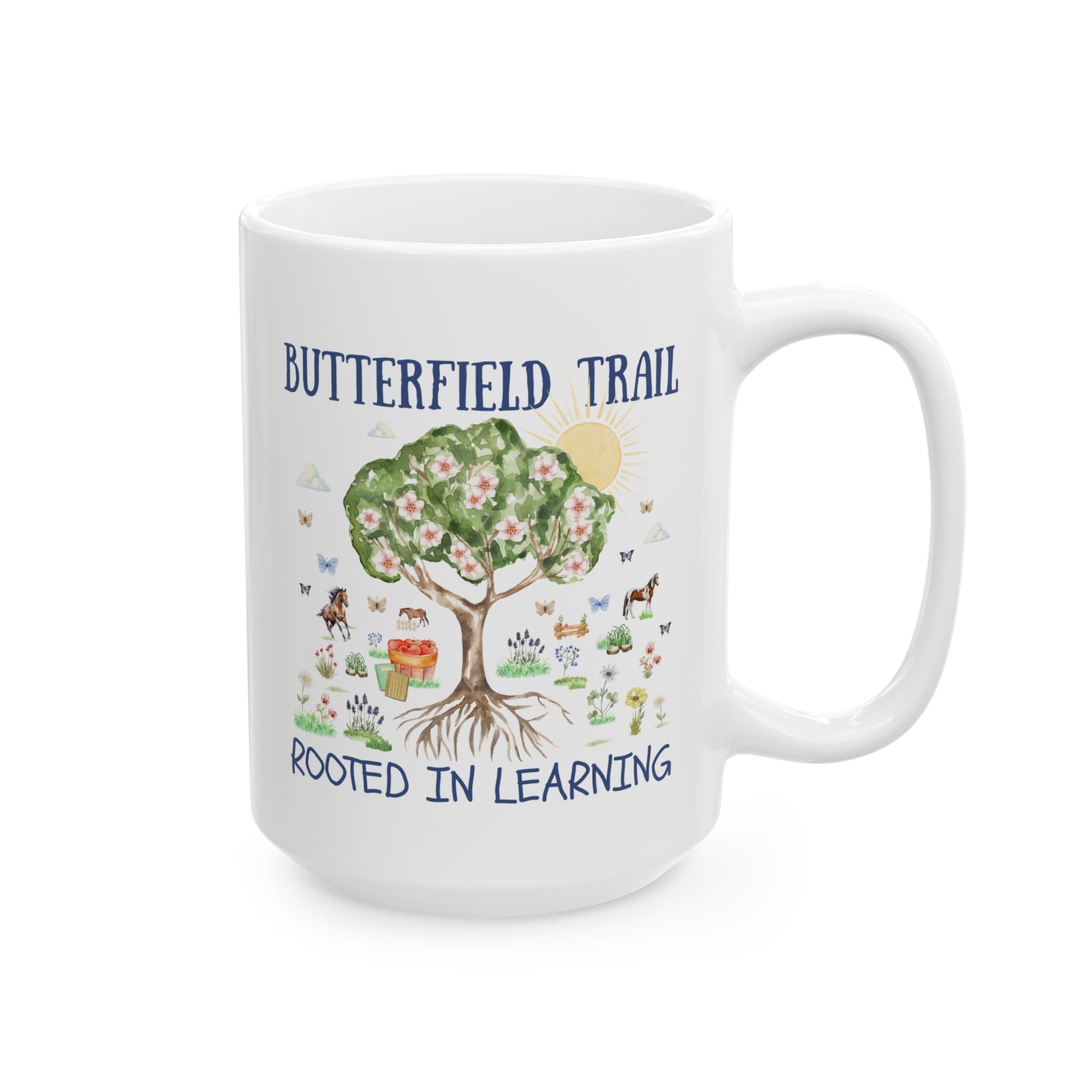 Butterfield Trail Elementary Coffee Mug: Rooted in Learning | FPS + Opal and June 15 Oz Coffee Mug, Fayetteville Public Schools - Opal and June