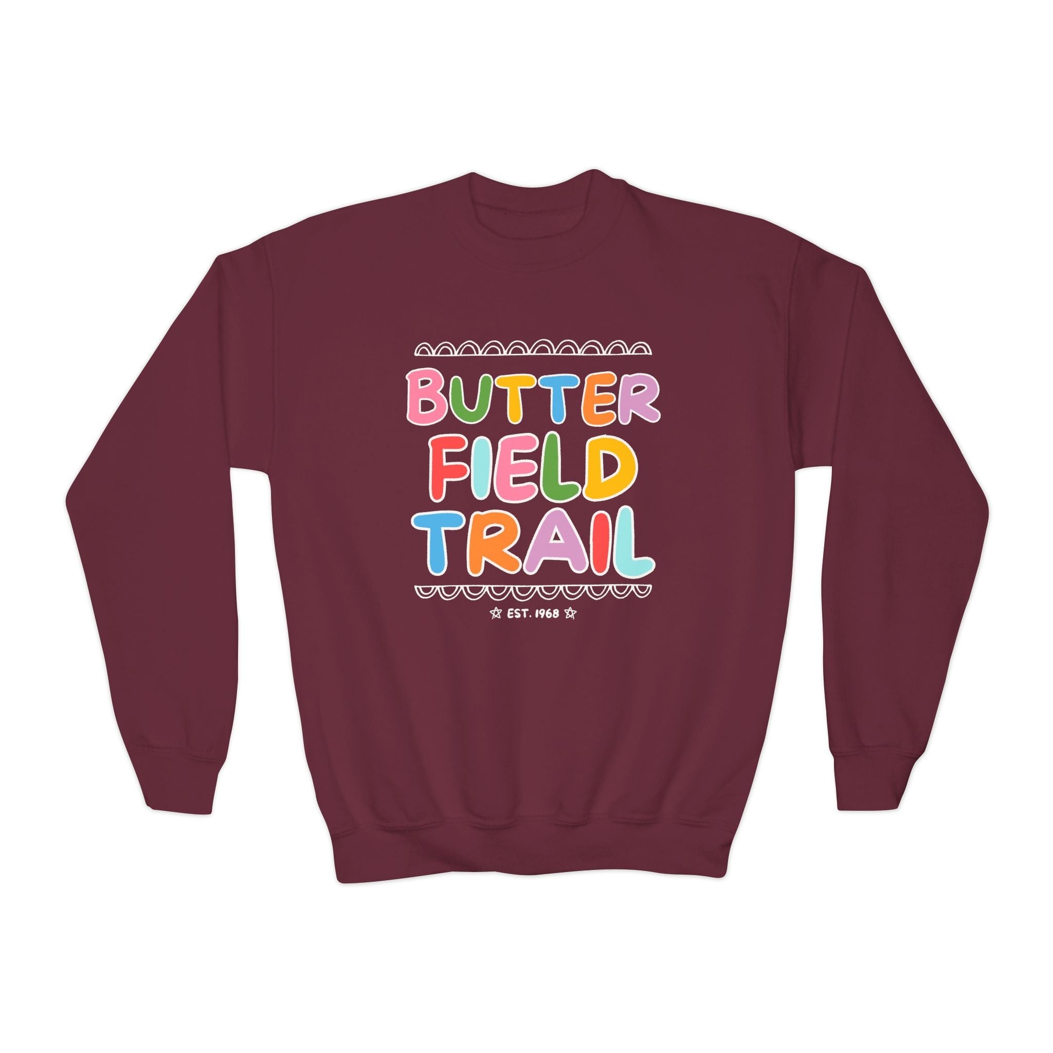 Butterfield Trail Elementary Kids Sweatshirt: Rainbow Letters - Opal and June