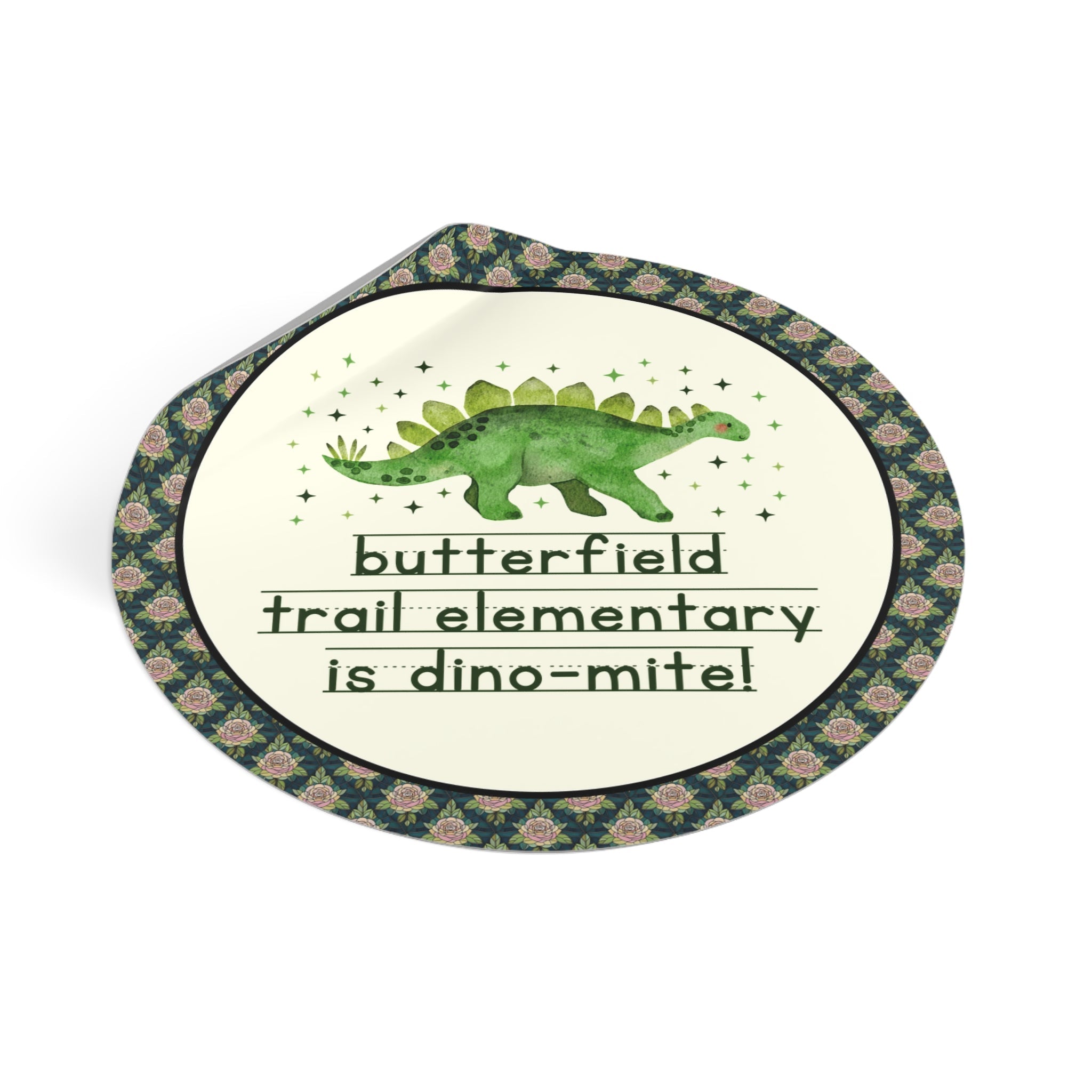 Butterfield Trail Elementary School Sticker: Butterfield Trail Elementary is Dino - Mite! | FPS + Opal and June Sticker, Fayetteville Public Schools - Opal and June