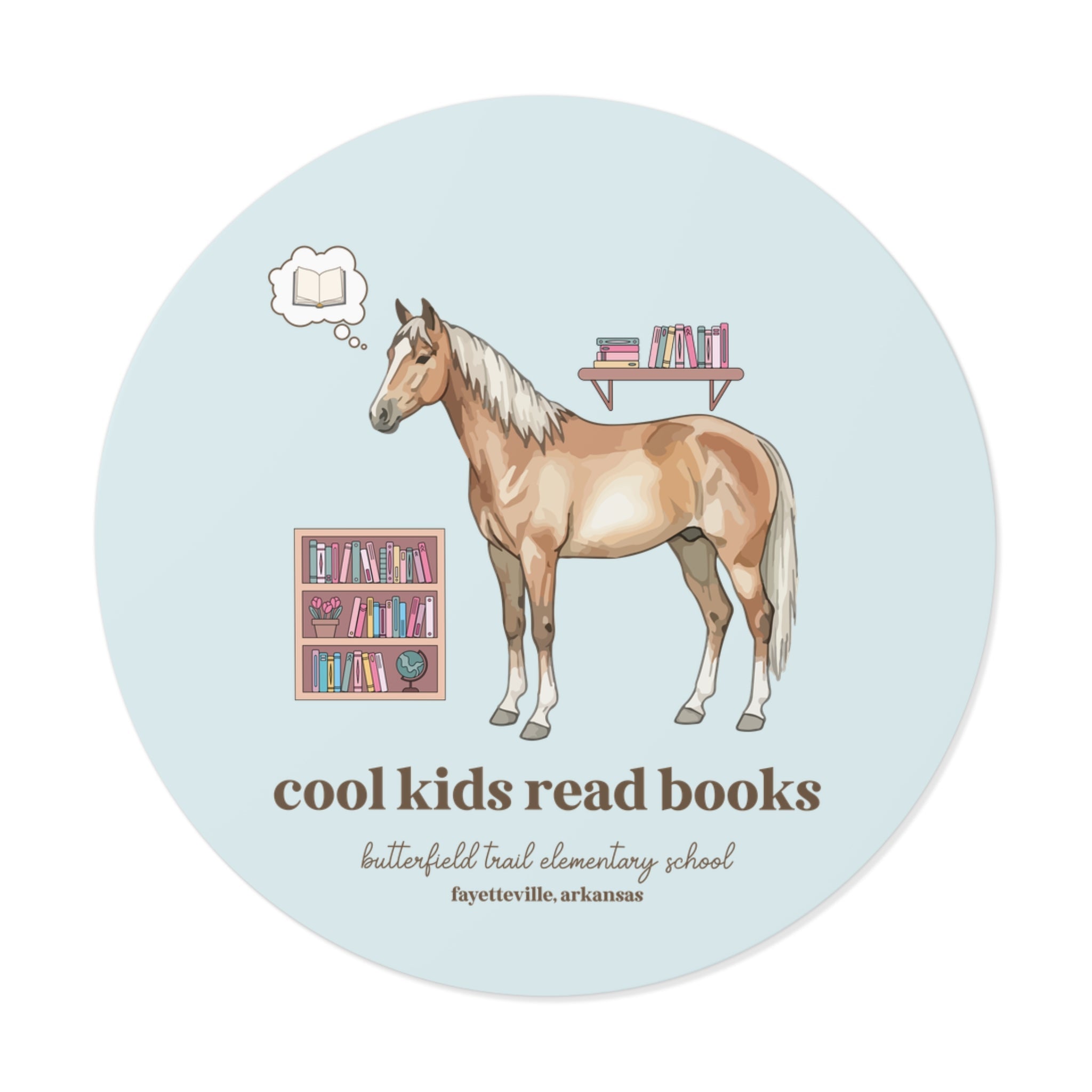 Butterfield Trail Elementary School Sticker: Cool Kids Read Books - Opal and June