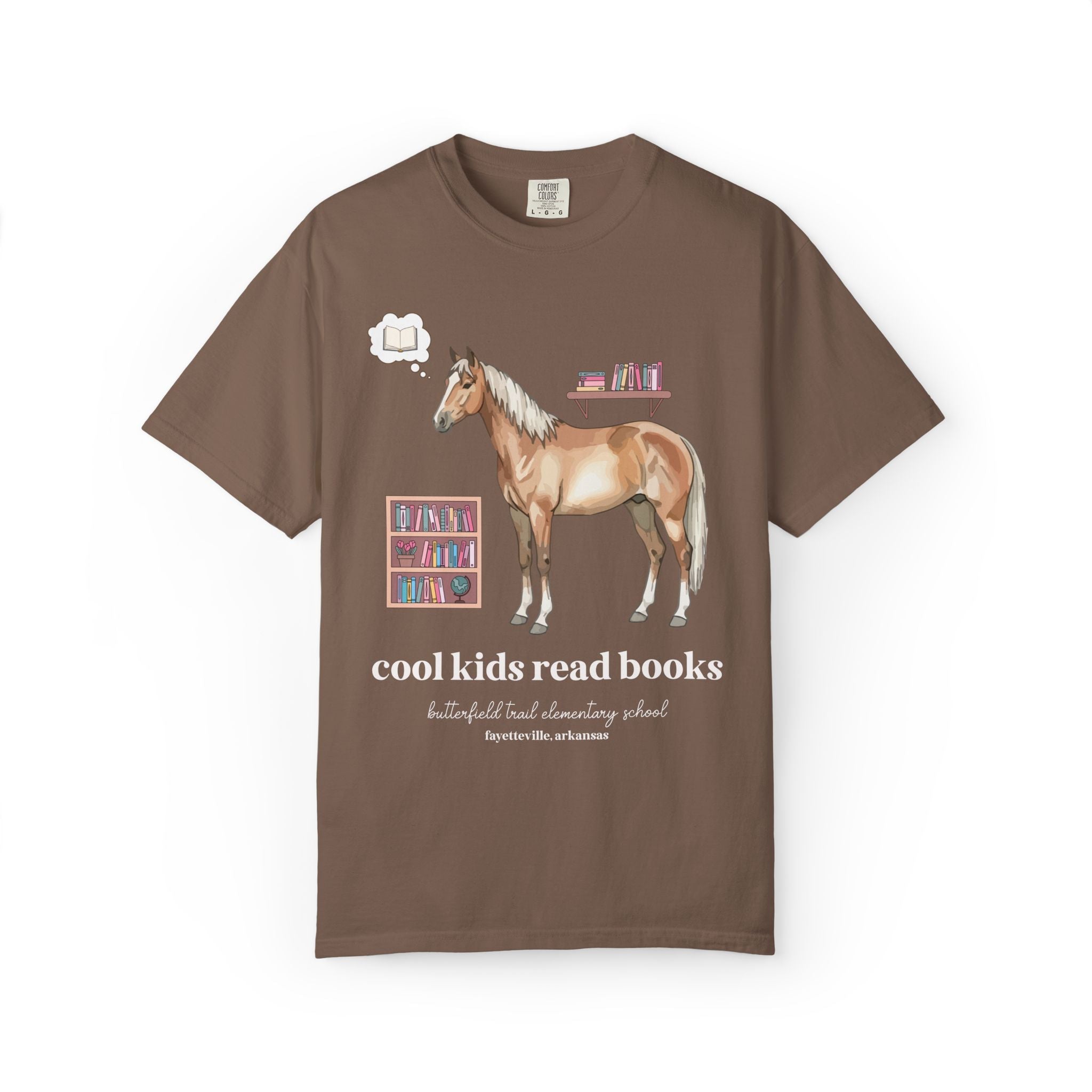 Butterfield Trail Elementary School Tee Shirt: Cool Kids Read Books | FPS + Opal and June Tee Shirt, Fayetteville Public Schools - Opal and June