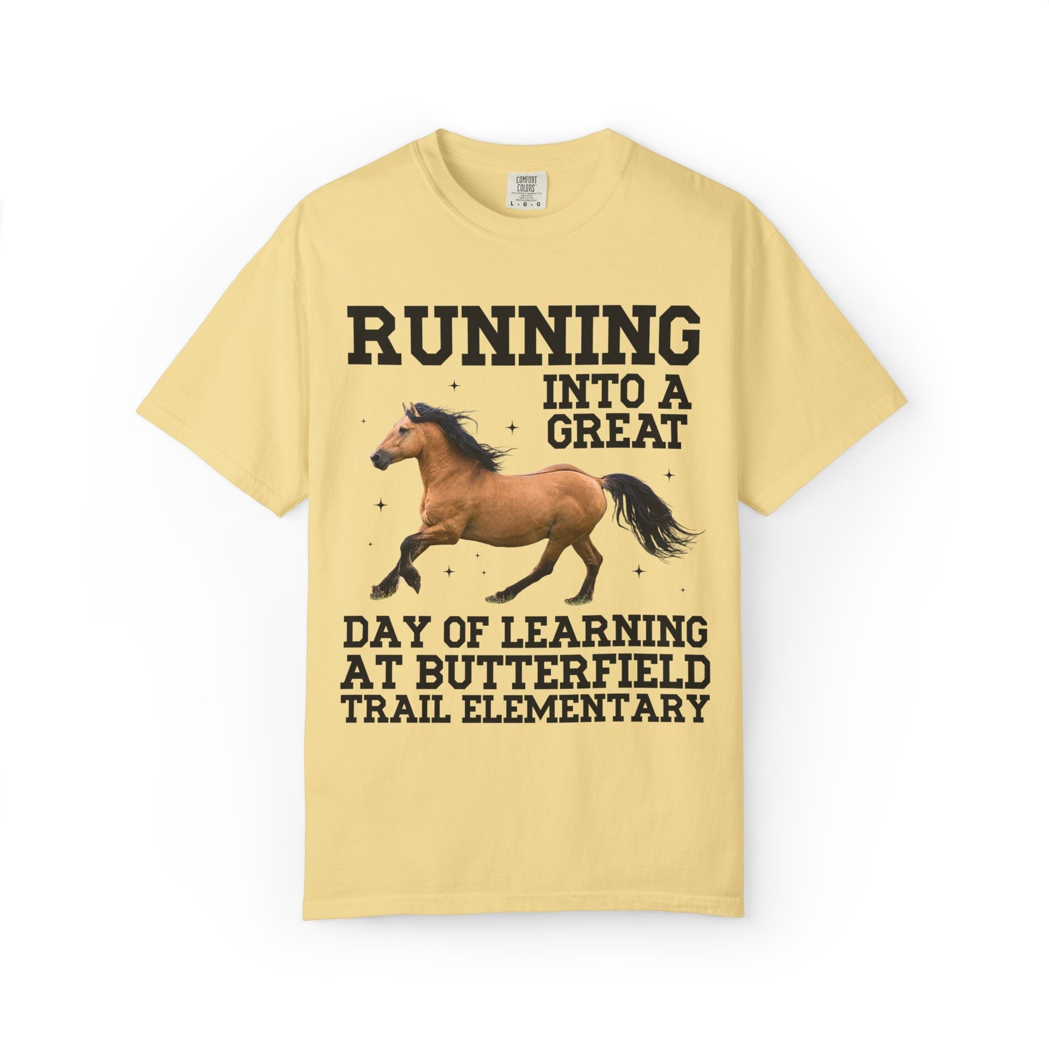 Butterfield Trail Elementary School Tee Shirt: Running Into a Great Day of Learning | FPS + Opal and June Tee Shirt, Fayetteville Public Schools - Opal and June