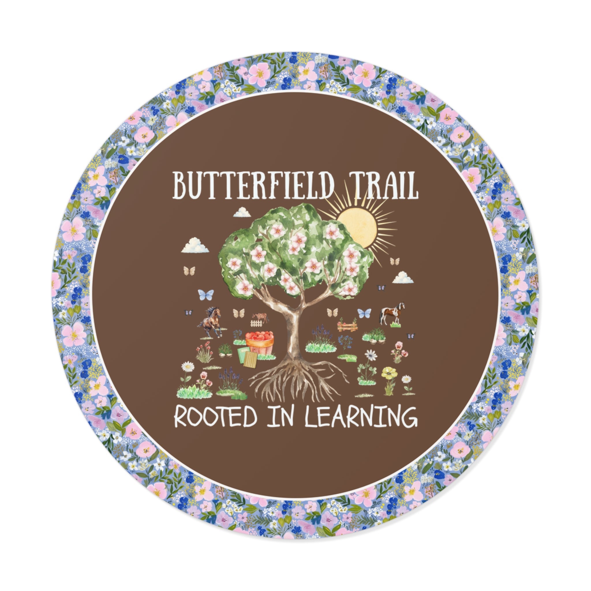 Butterfield Trail Elementary Sticker: Rooted in Learning | FPS + Opal and June Sticker, Fayetteville Public Schools - Opal and June