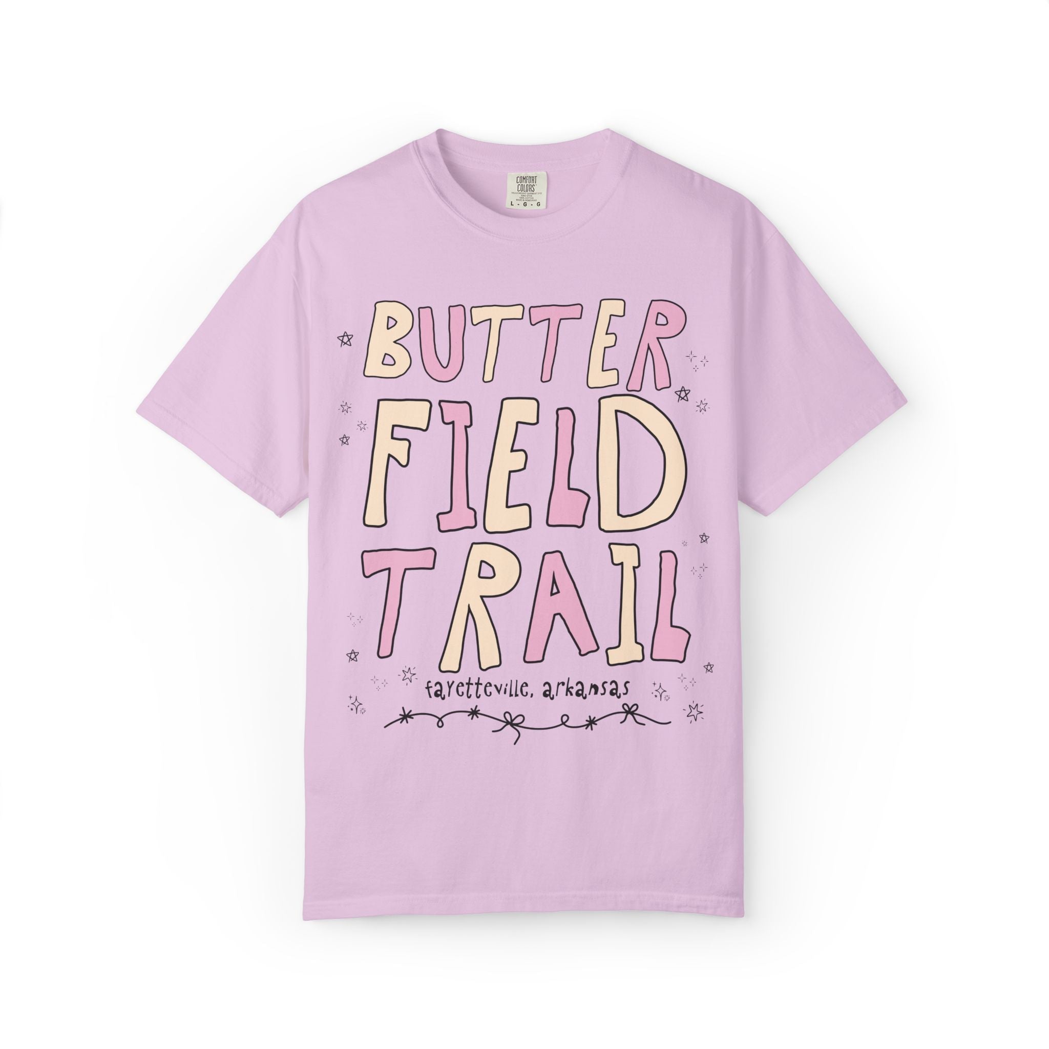 Butterfield Trail Elementary Tee Shirt: Pink and Beige Letters | FPS + Opal and June Tee Shirt, Fayetteville Public Schools - Opal and June