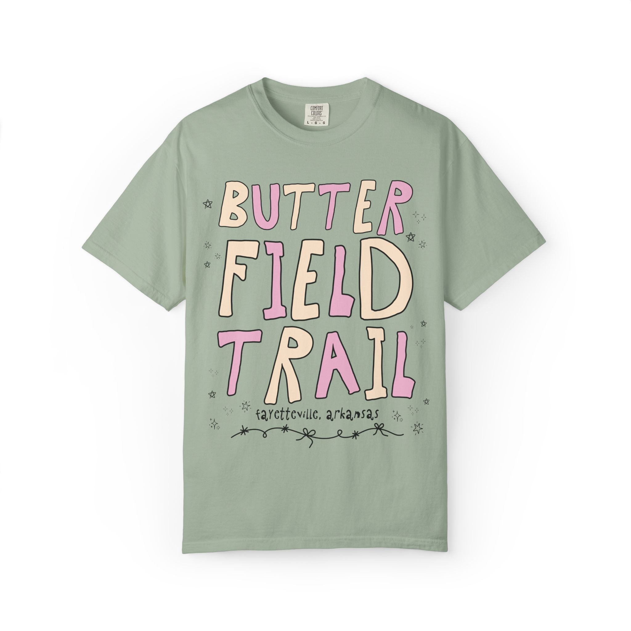 Butterfield Trail Elementary Tee Shirt: Pink and Beige Letters | FPS + Opal and June Tee Shirt, Fayetteville Public Schools - Opal and June