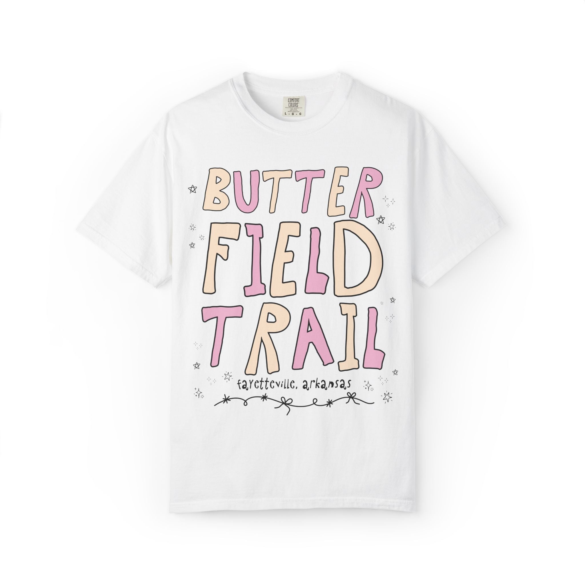 Butterfield Trail Elementary Tee Shirt: Pink and Beige Letters | FPS + Opal and June Tee Shirt, Fayetteville Public Schools - Opal and June