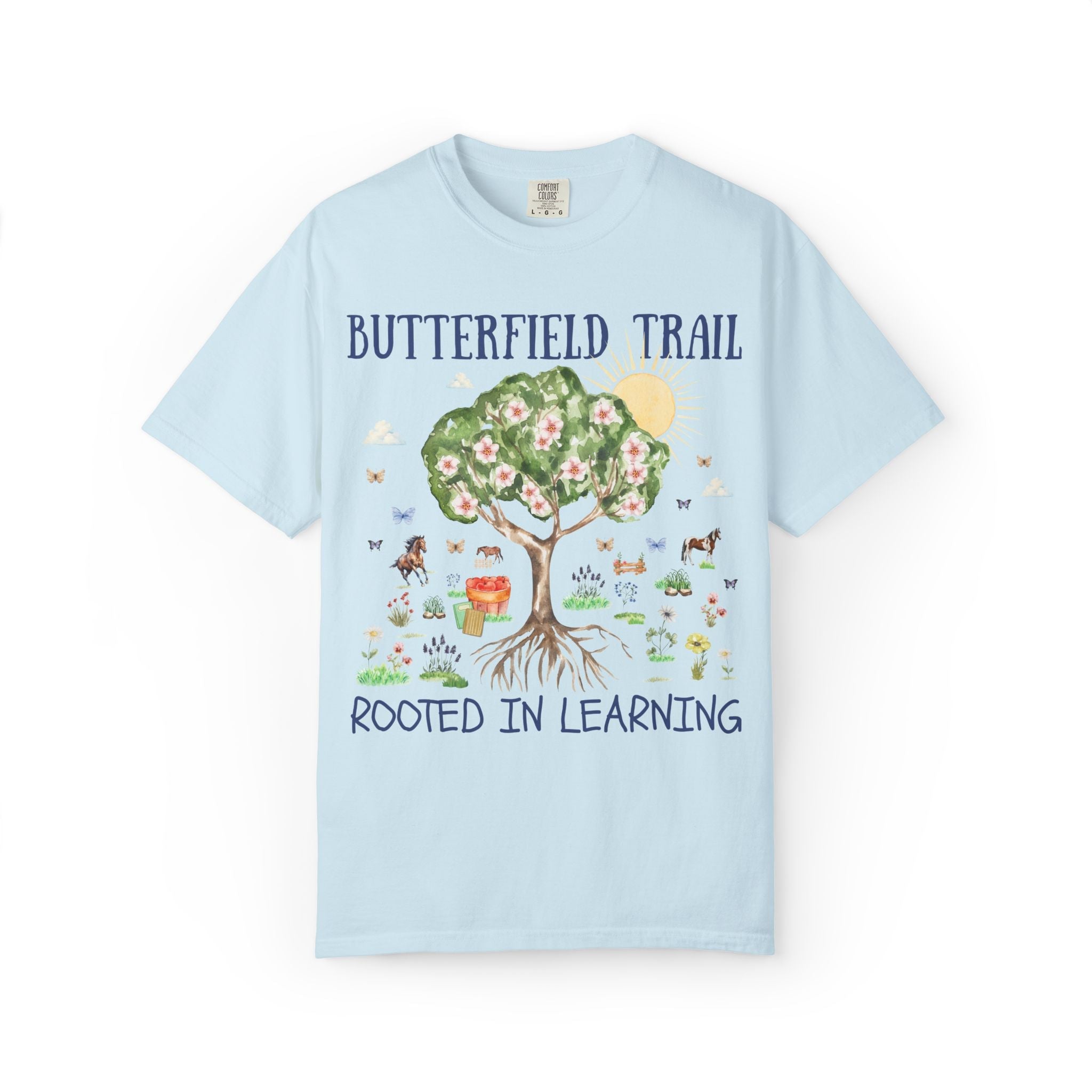 Butterfield Trail Elementary Tee Shirt: Rooted in Learning | FPS + Opal and June Tee Shirt, Fayetteville Public Schools - Opal and June
