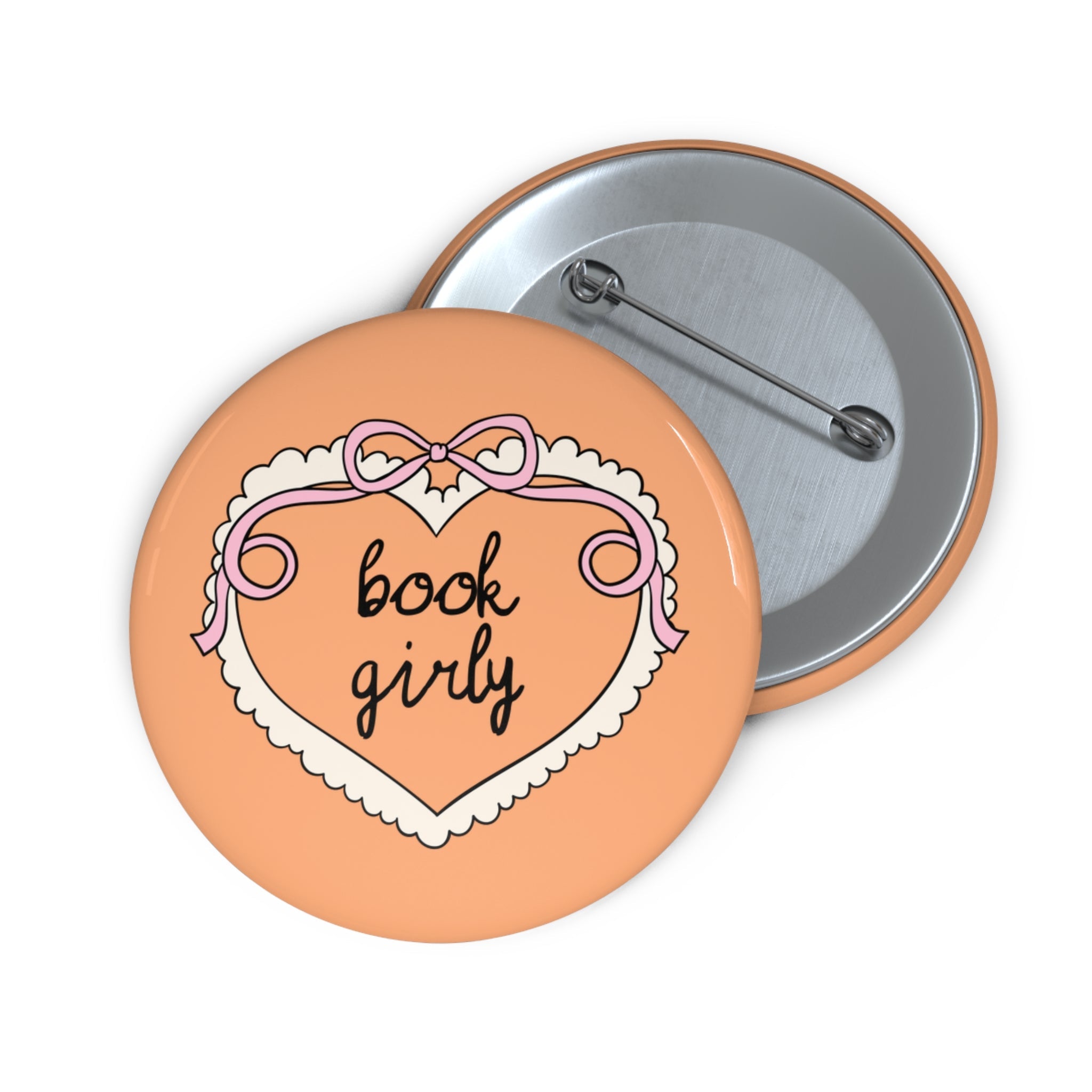 Button with Cute Y2K Aesthetic Heart, Romance Reader Button for Bookworm, School Librarian Gift, Reading Teacher Present - Opal and June