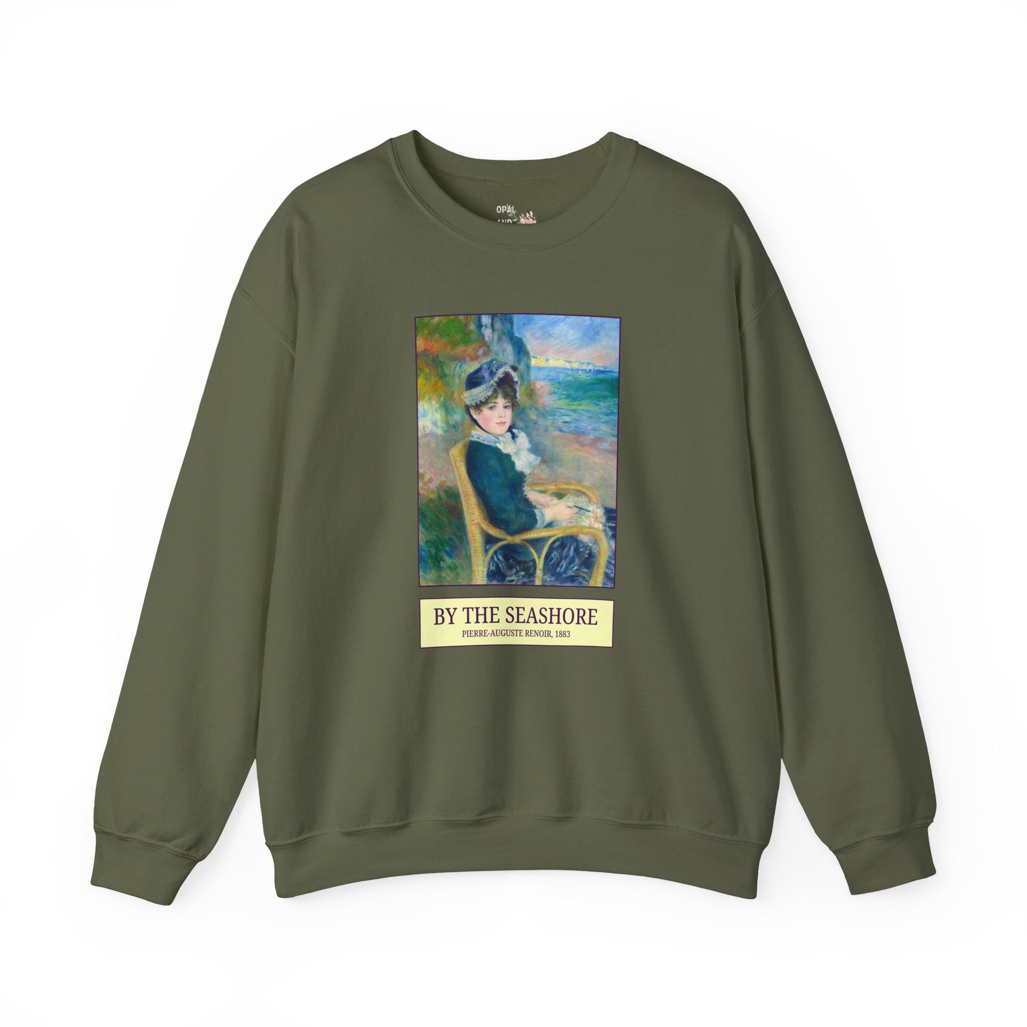 By the Seashore by Pierre-Auguste Renoir Art History Buff Sweatshirt, Late 19th Century Art Historian Gift for Museum Lover, Beach Trip Crewneck - Opal and June