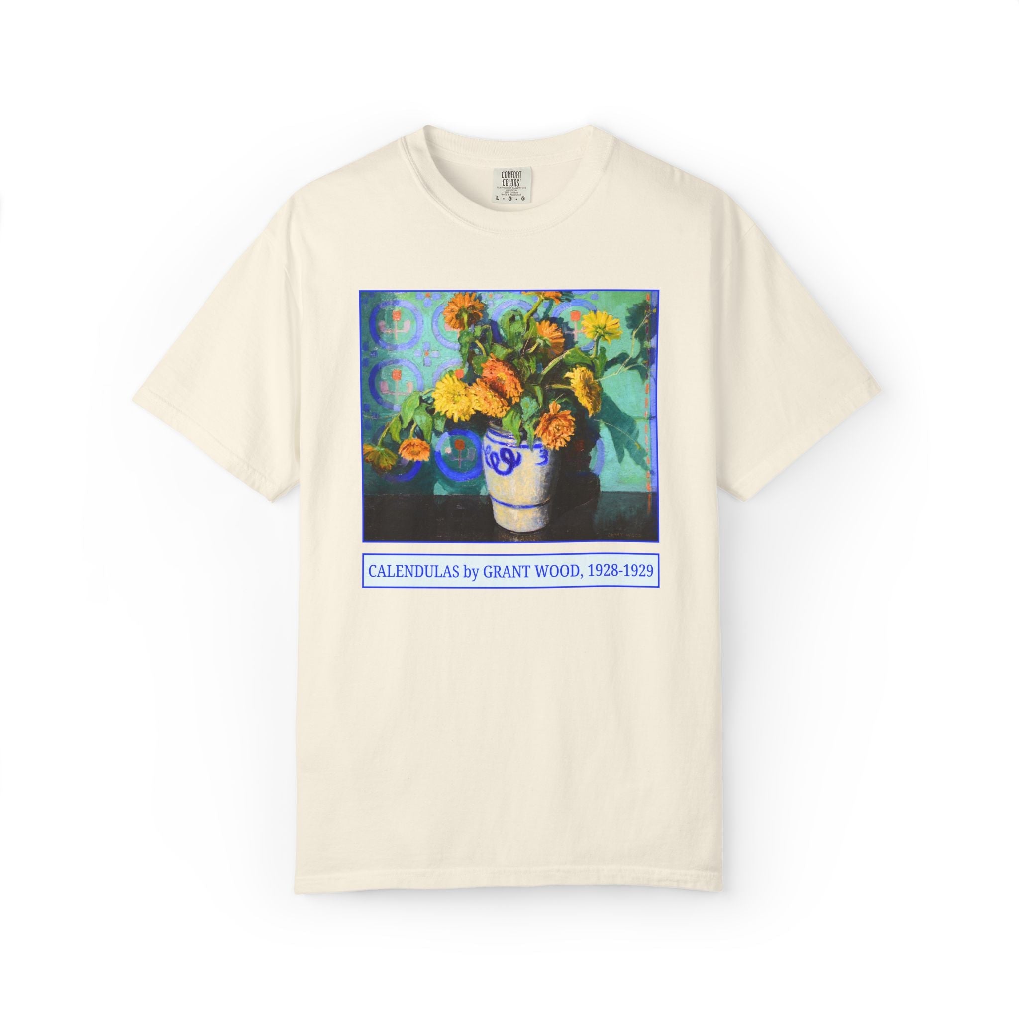 Calendulas by Grant Wood Art History Buff Tee Shirt: Colorful Maximalist Early 1900s Art History Tee for Florist, Cute Gardening Gift - Opal and June