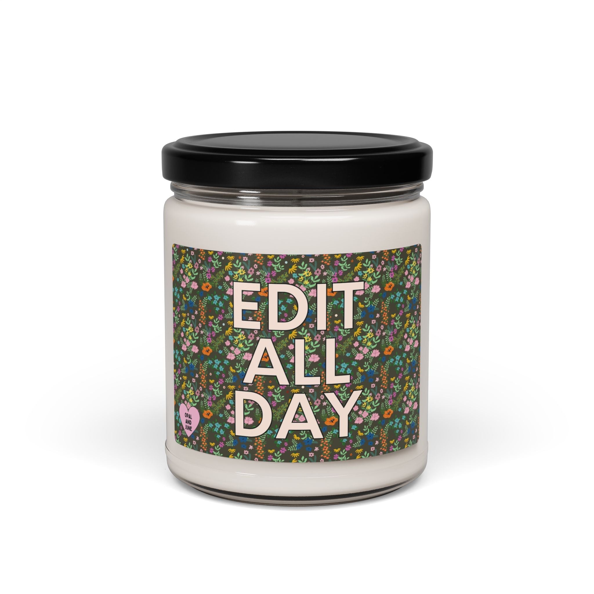 Candle for Writer or Photographer: Edit All Day | Vintage Aesthetic Botanical Candle for Editor, Cute Writing Thank You Gift, Editing Day - Opal and June