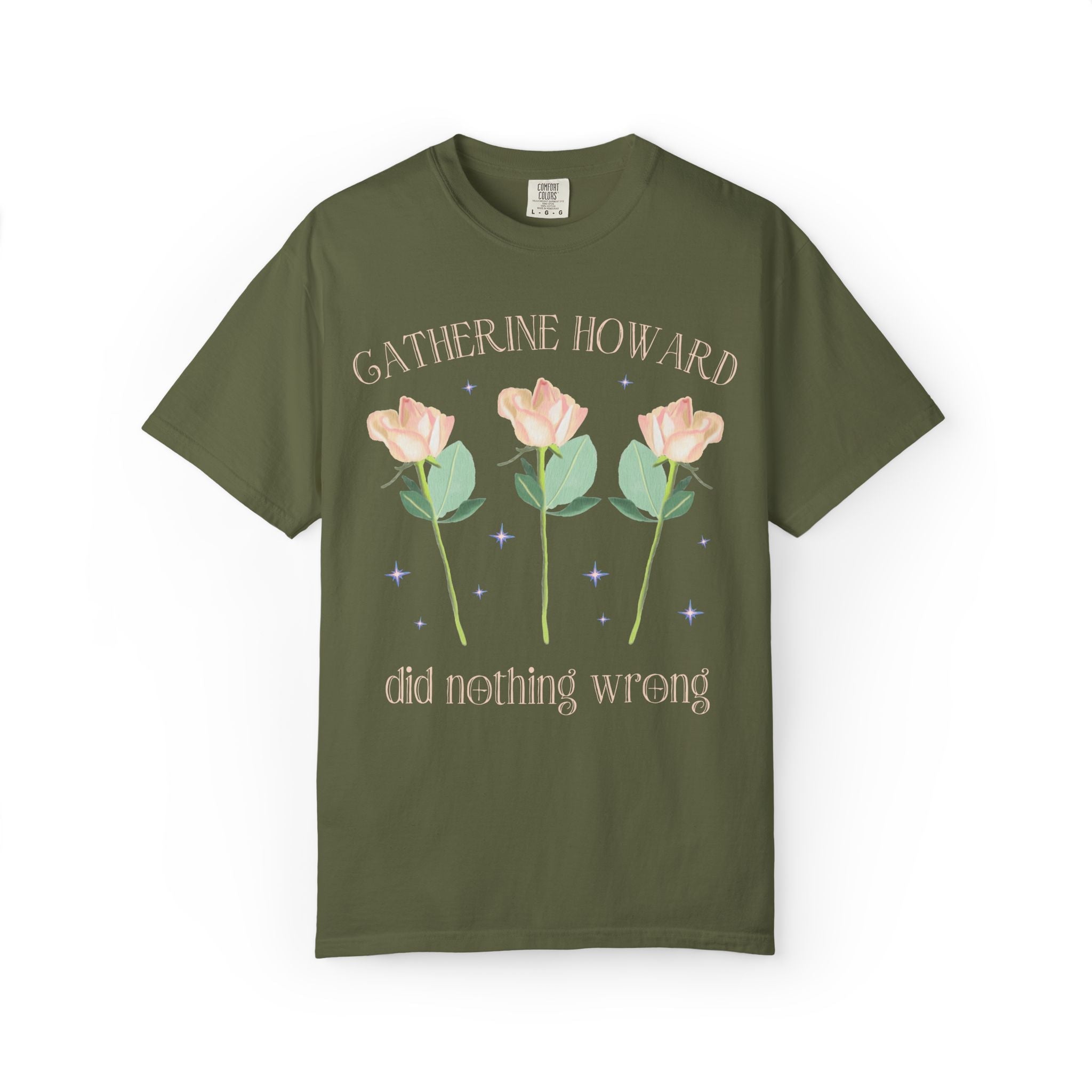 Catherine Howard Tudor History T-Shirt with Roses, Famous Queens, Women's 1500s History Tee for Historian who Loves Henry the 8th's Wives - Opal and June