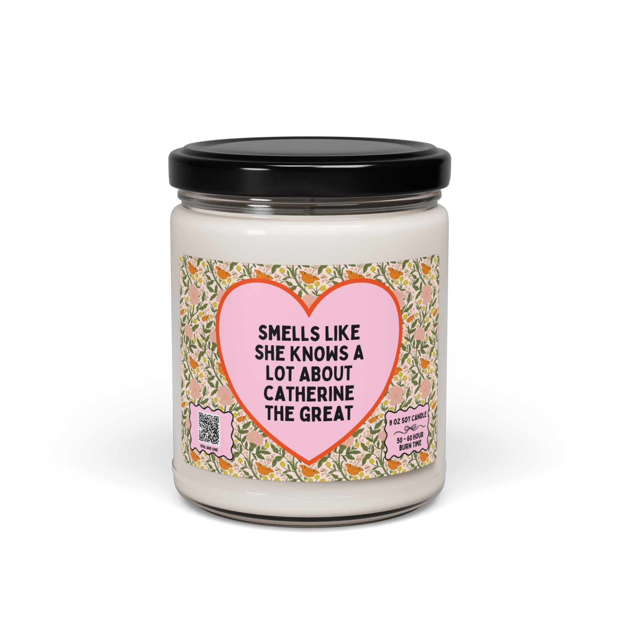 Catherine the Great Womens History Candle with Heart, 18th Century Russian History Buff Gift for History Professor or Royal History Buff - Opal and June
