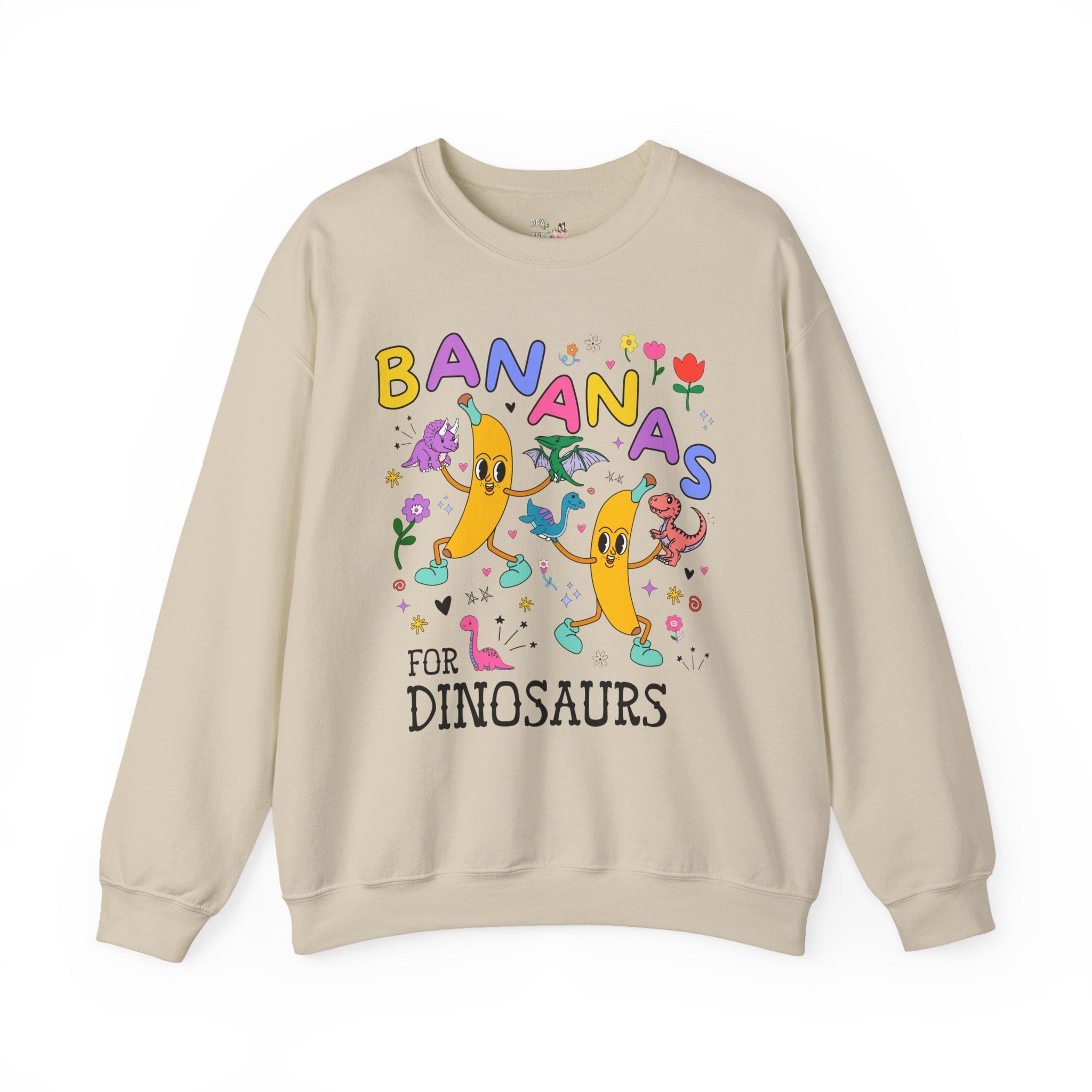 Chaotic Dinosaur Lover Sweatshirt, Cute Birthday Gift for Fruit Lover: Bananas for Dinosaurs, Early 2000s Paleontologist Science Major Shirt - Opal and June