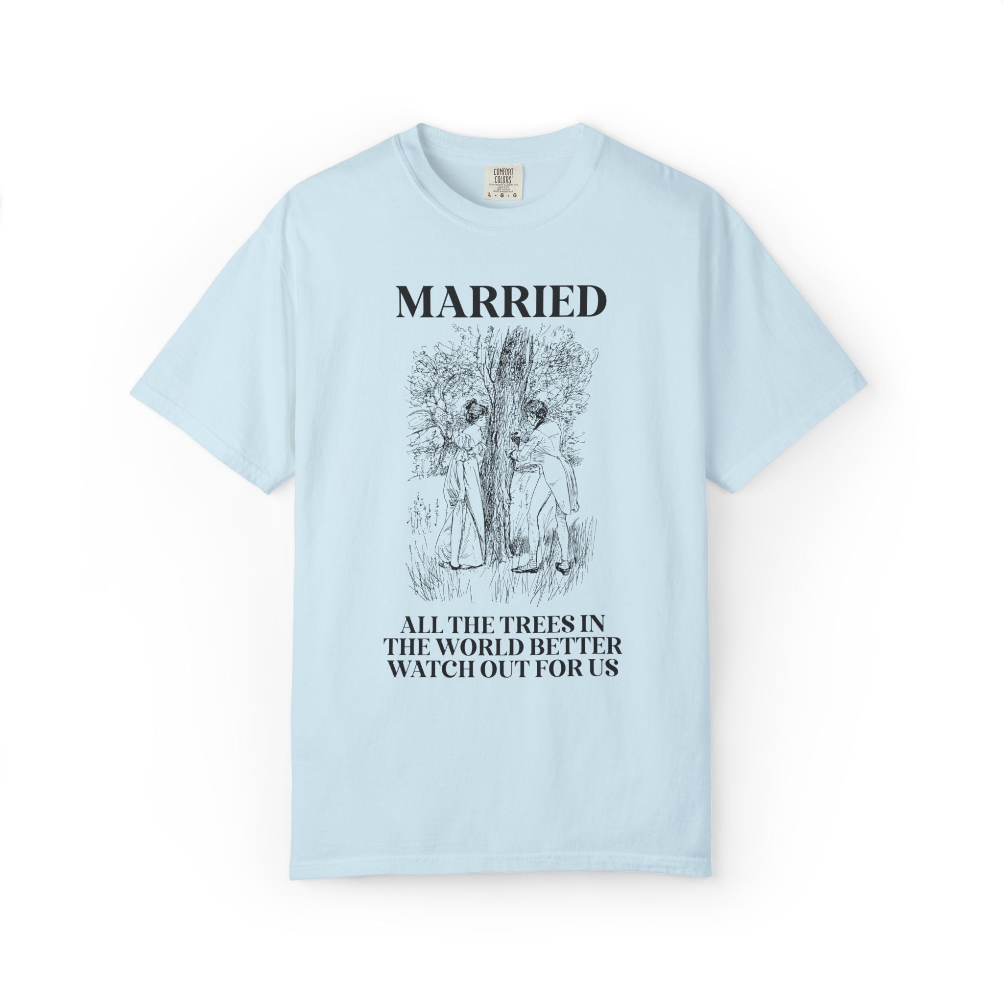 Chaotic Wedding Anniversary or Wedding Celebration Tee Shirt for Bride and Groom, Silly Historical Romance Aesthetic Kitschy Wedding Tee - Opal and June