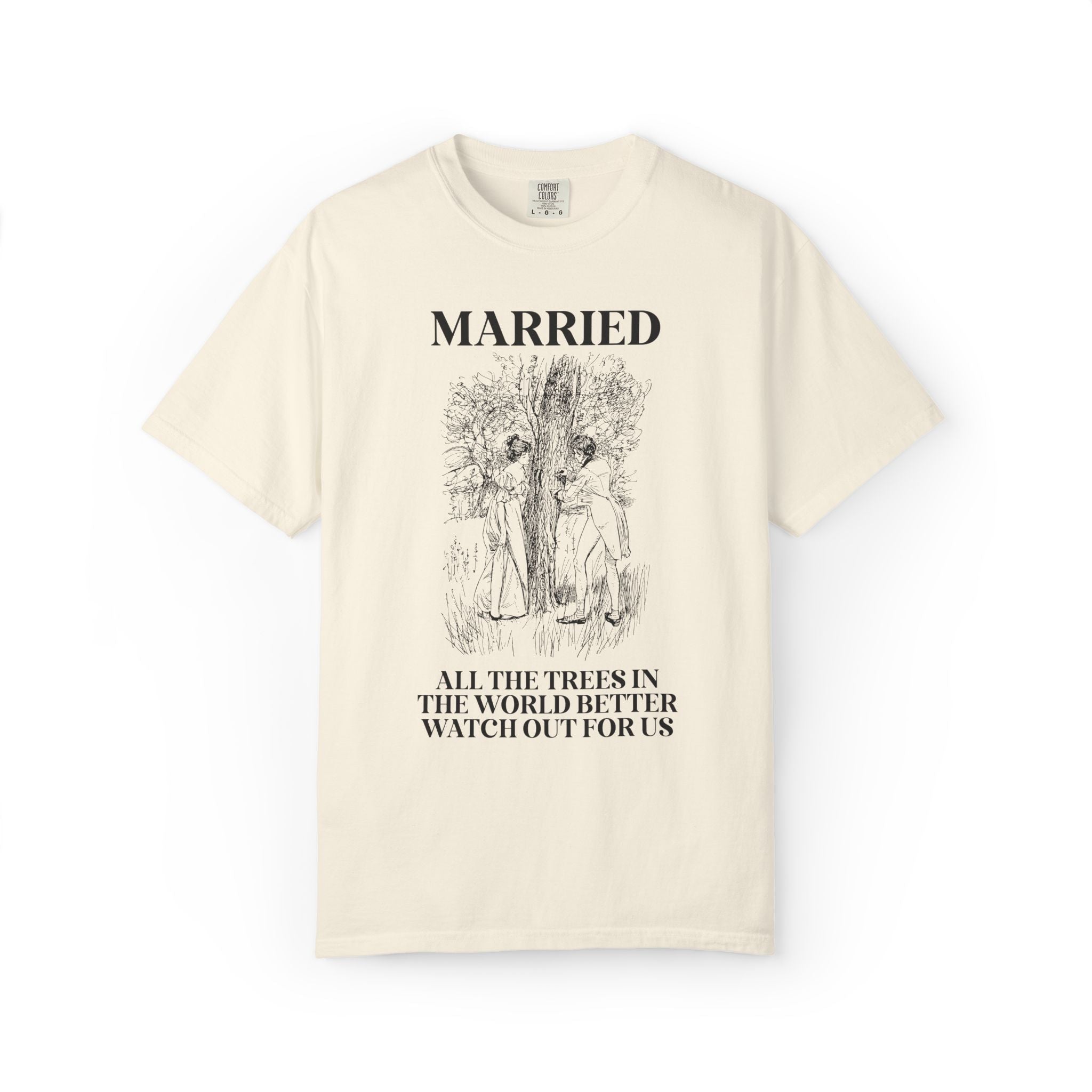 Chaotic Wedding Anniversary or Wedding Celebration Tee Shirt for Bride and Groom, Silly Historical Romance Aesthetic Kitschy Wedding Tee - Opal and June