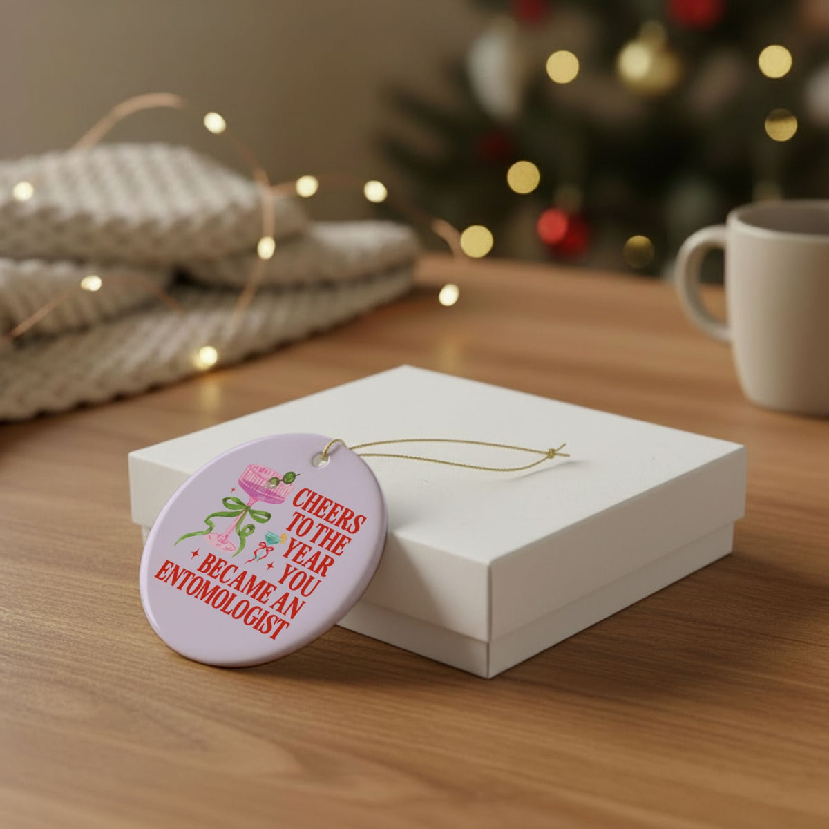 Cheers to the Year You Became an Entomologist Holiday Ornament, Cute Insect Lover or Science Major Gift for Student Who Studies Bugs - Opal and June