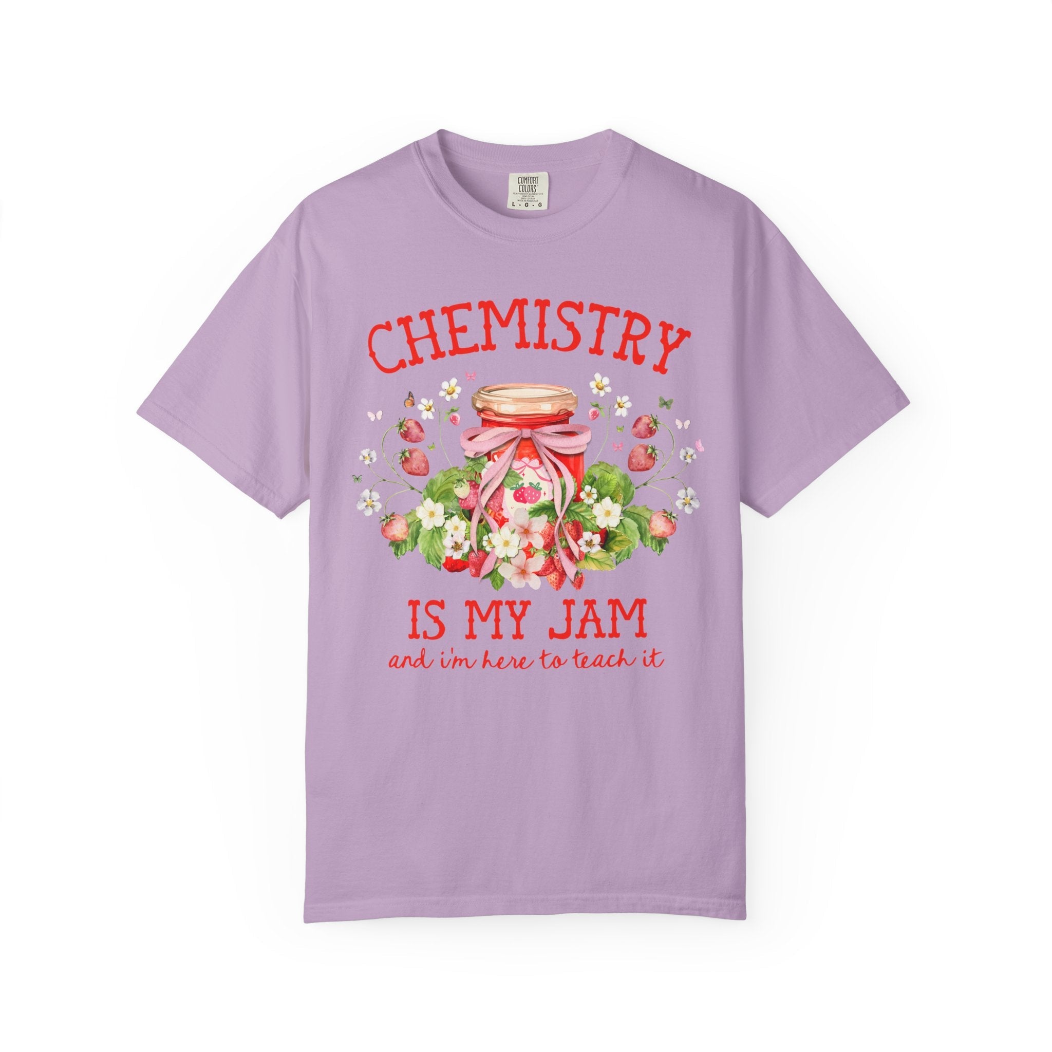 Chemistry Teacher Tee Shirt with Boho Strawberries, Cute Science Department Shirt with Flowers, Matching Chemistry Professor Fruit Lover Tee - Opal and June