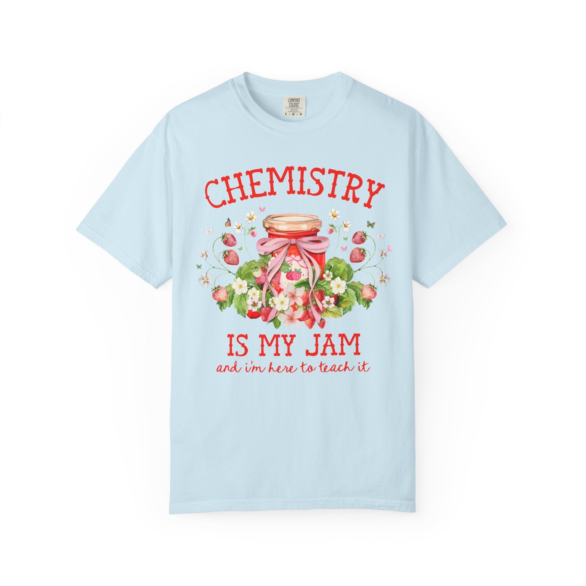 Chemistry Teacher Tee Shirt with Boho Strawberries, Cute Science Department Shirt with Flowers, Matching Chemistry Professor Fruit Lover Tee - Opal and June