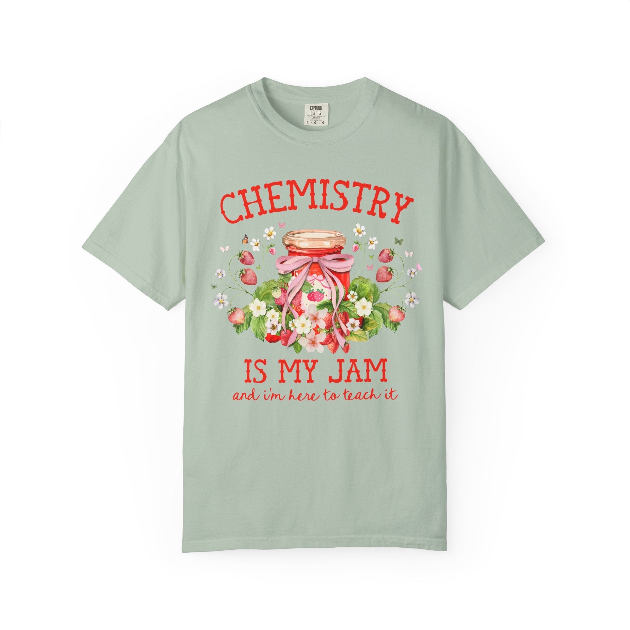 Chemistry Teacher Tee Shirt with Boho Strawberries, Cute Science Department Shirt with Flowers, Matching Chemistry Professor Fruit Lover Tee - Opal and June