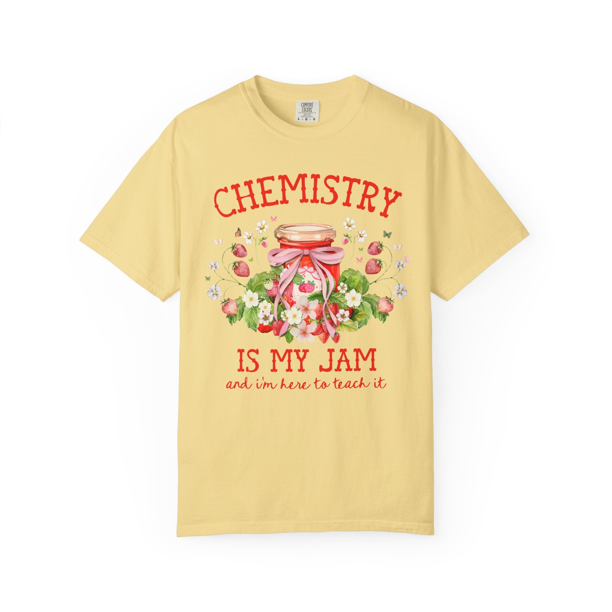 Chemistry Teacher Tee Shirt with Boho Strawberries, Cute Science Department Shirt with Flowers, Matching Chemistry Professor Fruit Lover Tee - Opal and June