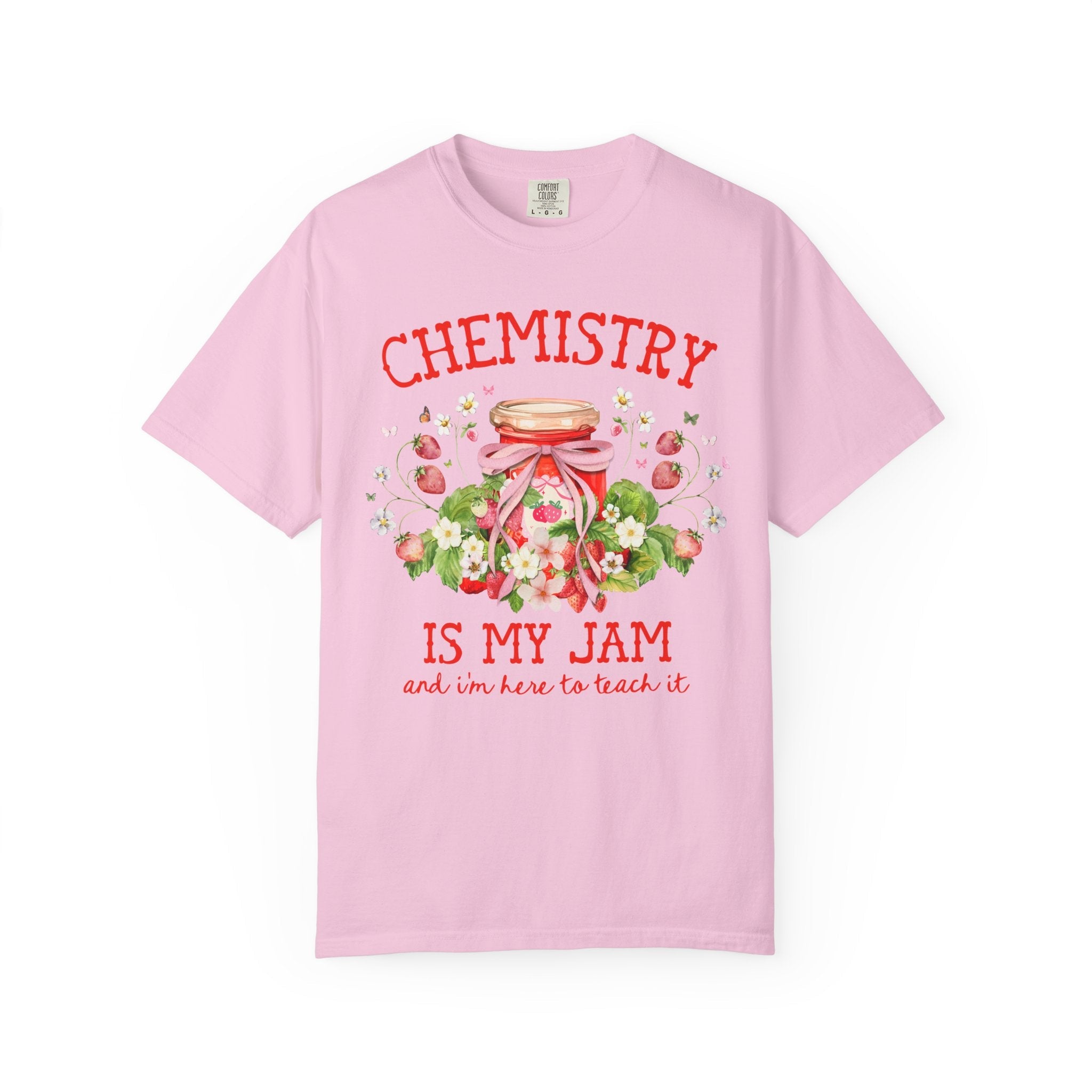 Chemistry Teacher Tee Shirt with Boho Strawberries, Cute Science Department Shirt with Flowers, Matching Chemistry Professor Fruit Lover Tee - Opal and June