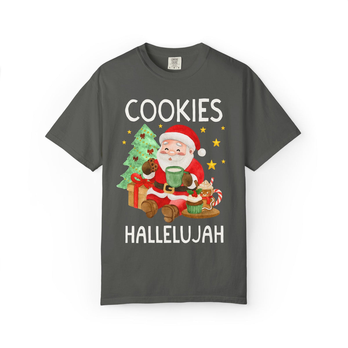 Christmas Baking Lover Tee Shirt with Santa Eating Cookies: Funny Vintage Aesthetic Holiday T-Shirt for Baking Cookies on Christmas Eve - Opal and June