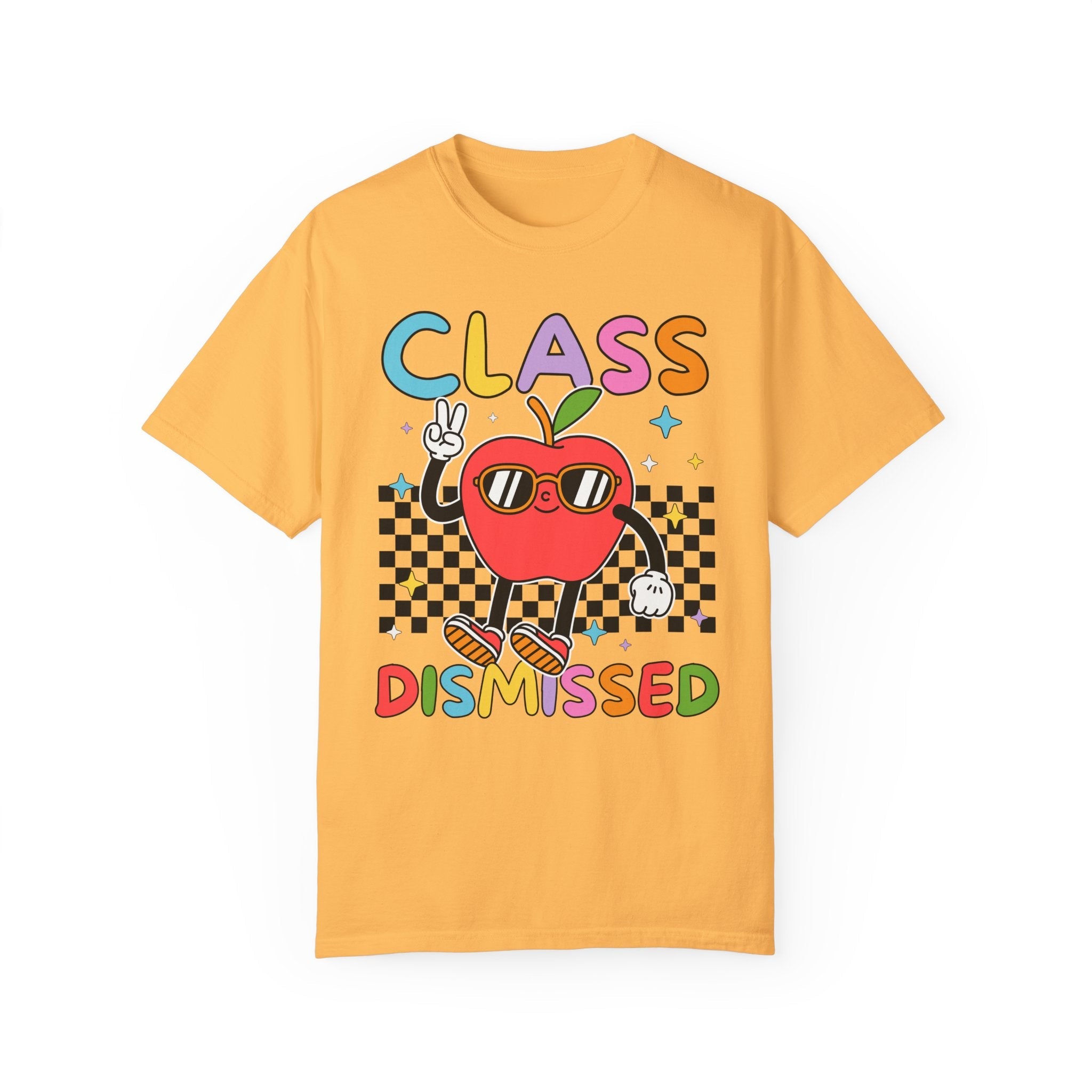 Class Dismissed Last Day of School Teacher Tee Shirt with Groovy Retro Vibe: End of School Year Matching Elementary School Teacher T-Shirt - Opal and June