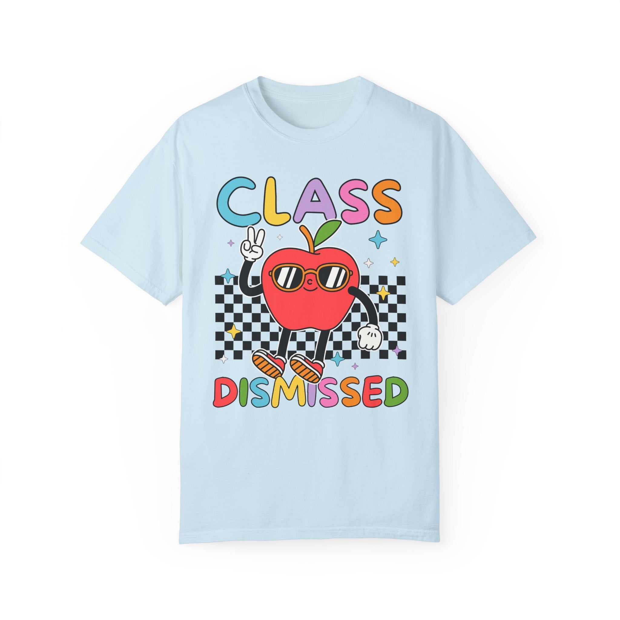 Class Dismissed Last Day of School Teacher Tee Shirt with Groovy Retro Vibe: End of School Year Matching Elementary School Teacher T-Shirt - Opal and June