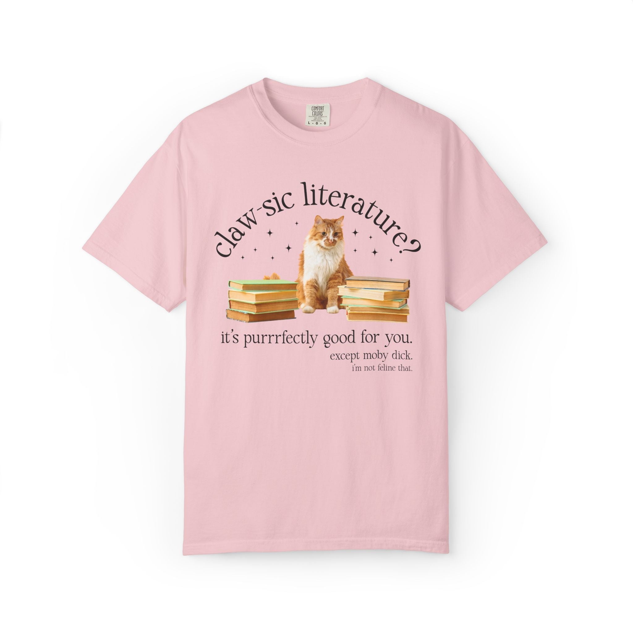 Classic Literature Herman Melville White Whale T-Shirt with Stars: Cute American Literature Professor Bookish Tee for Cat Mom or Cat Dad - Opal and June