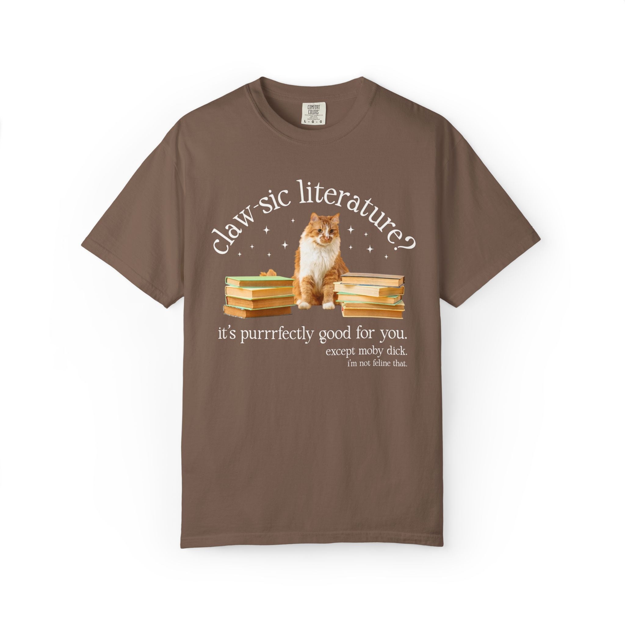 Classic Literature Herman Melville White Whale T-Shirt with Stars: Cute American Literature Professor Bookish Tee for Cat Mom or Cat Dad - Opal and June