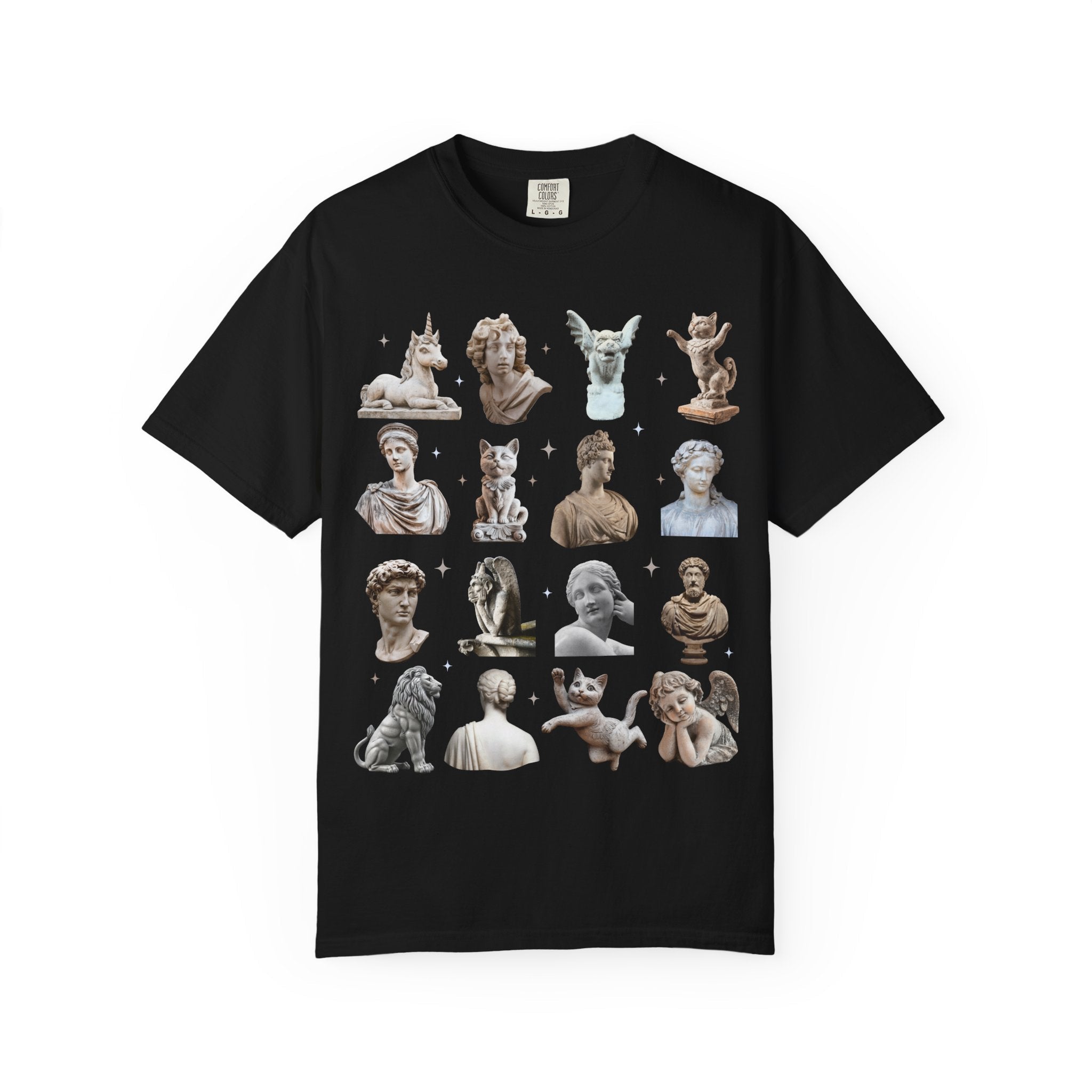 Classic Statues Mixed with Funny Cat and Unicorn Statues - Opal and June