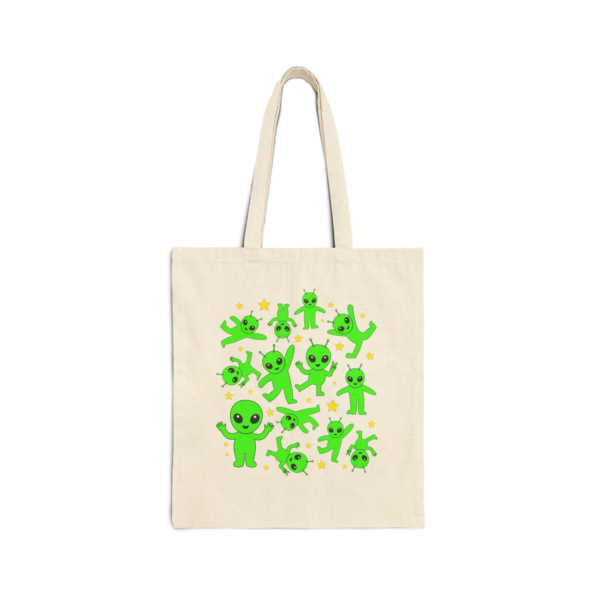 Colorful Alien Lover Tote Bag for Summer: Silly Dreamcore 90s Aesthetic Alien Tote with Stars, Gift for Friend Who Loves Conspiracy Theories - Opal and June