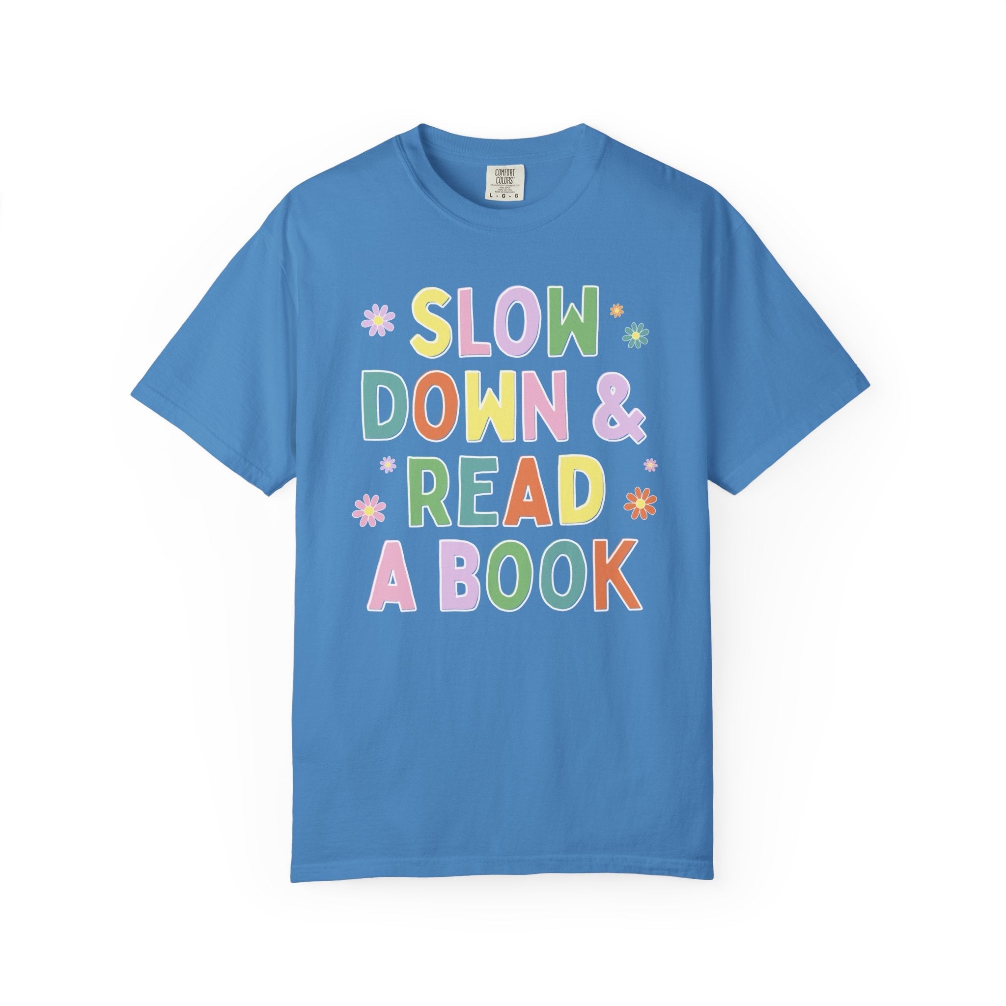 Colorful Book Lover Tee Shirt with Flowers, Cute Funny Saying Romance Reader Tee for Moms Who Love Books, Librarian or Reading Teacher Gift - Opal and June