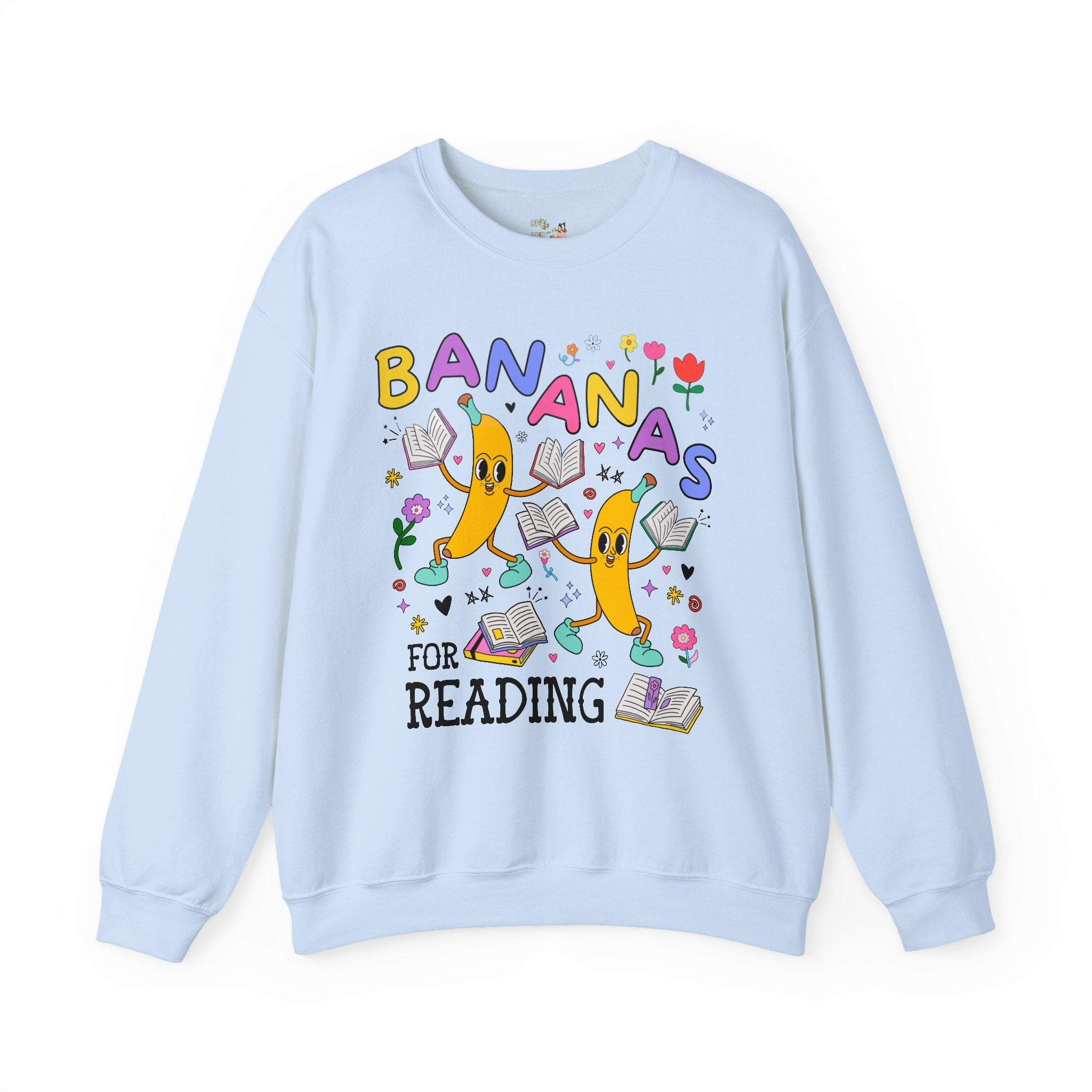 Colorful Bookworm Sweatshirt with Fruit: Bananas for Reading! Funny Saying Book Lover Gift Idea for Romance Reader, Bookish School Librarian - Opal and June