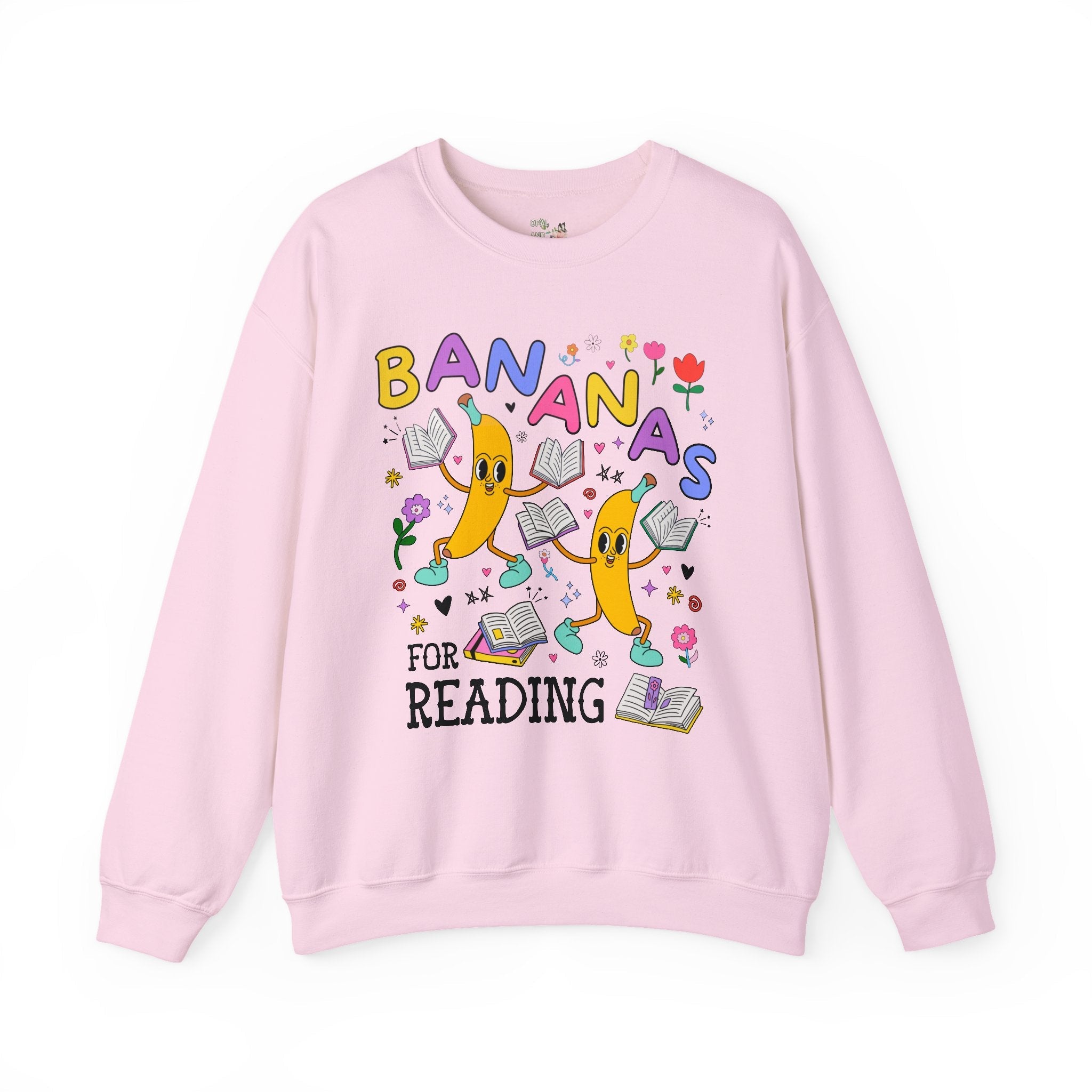 Colorful Bookworm Sweatshirt with Fruit: Bananas for Reading! Funny Saying Book Lover Gift Idea for Romance Reader, Bookish School Librarian - Opal and June