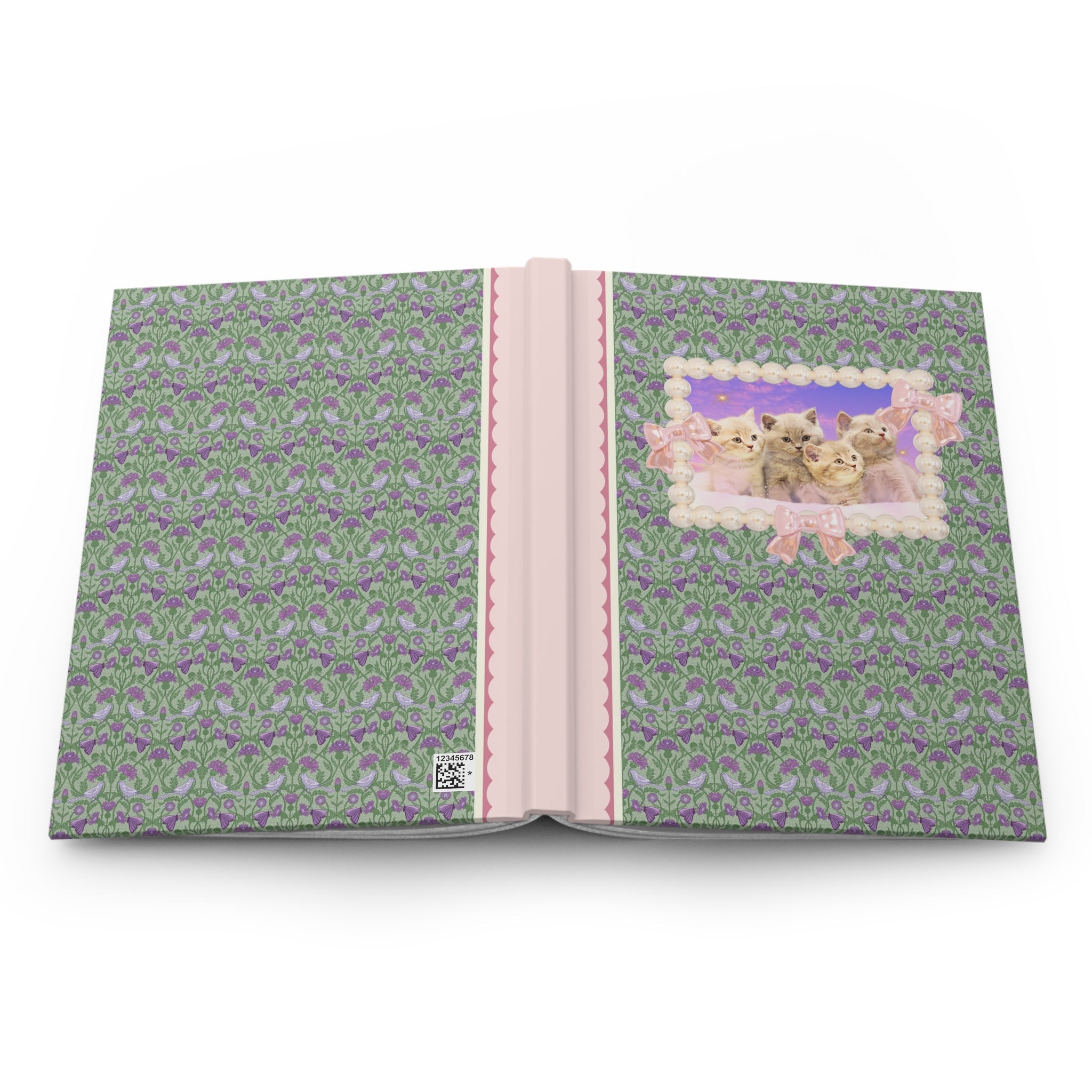 Colorful Cat Lover Notebook, Silly Weirdcore Dreamcore Gift, Kittens and Stars, Cute Coquette Bows and Pearls, 90s Throwback Journal for Her - Opal and June