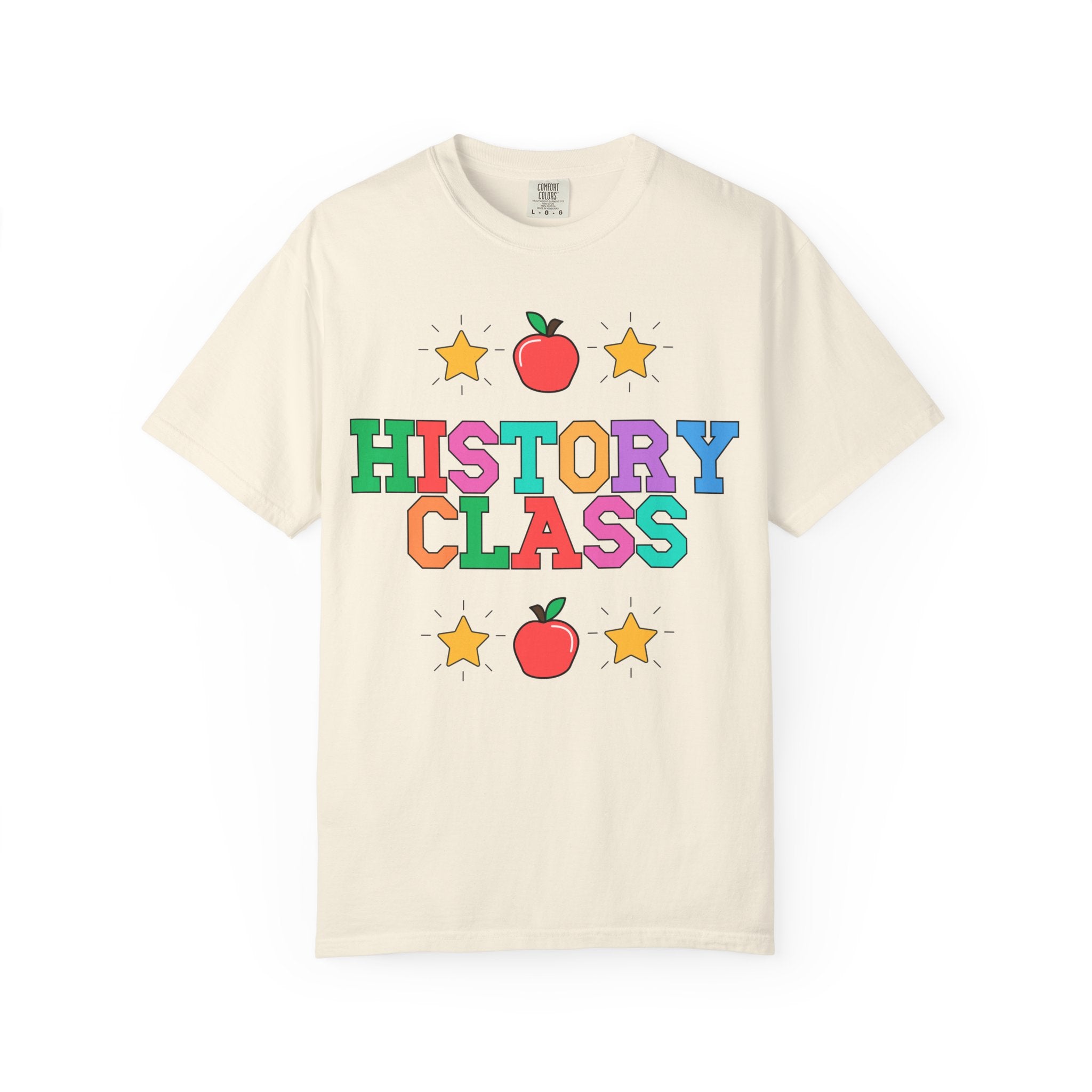 Colorful History Teacher Tee Shirt with Cute 90s Throwback Apple, First Day of School Teacher Team Shirt, Back to School, History Department - Opal and June