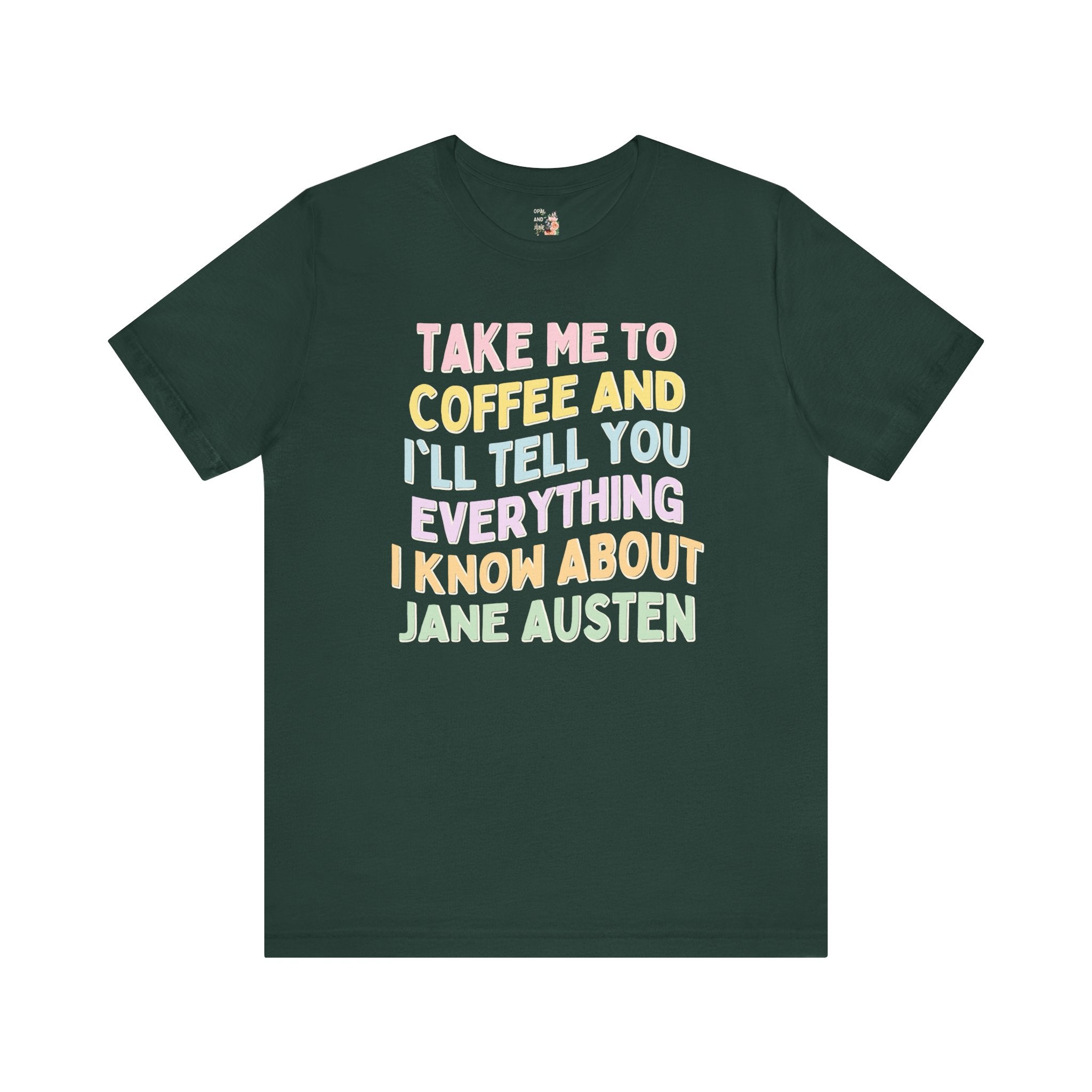 Colorful Jane Austen Tee Shirt - Opal and June