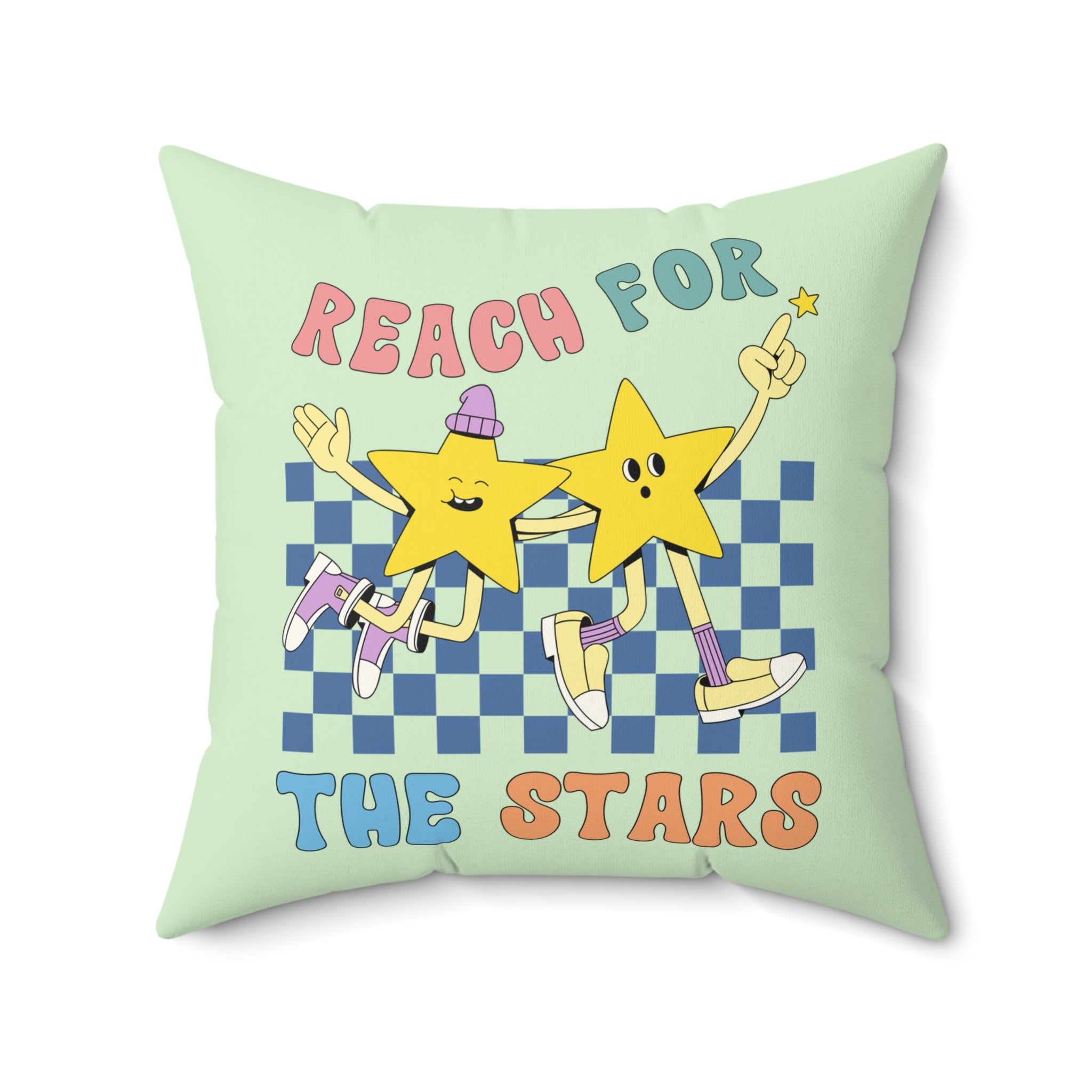Colorful Maximalist Pillow: Reach for the Stars, Pillow for Speech Therapist, School Librarian, 70s Retro Aesthetic Decor, Reversible Pillow - Opal and June
