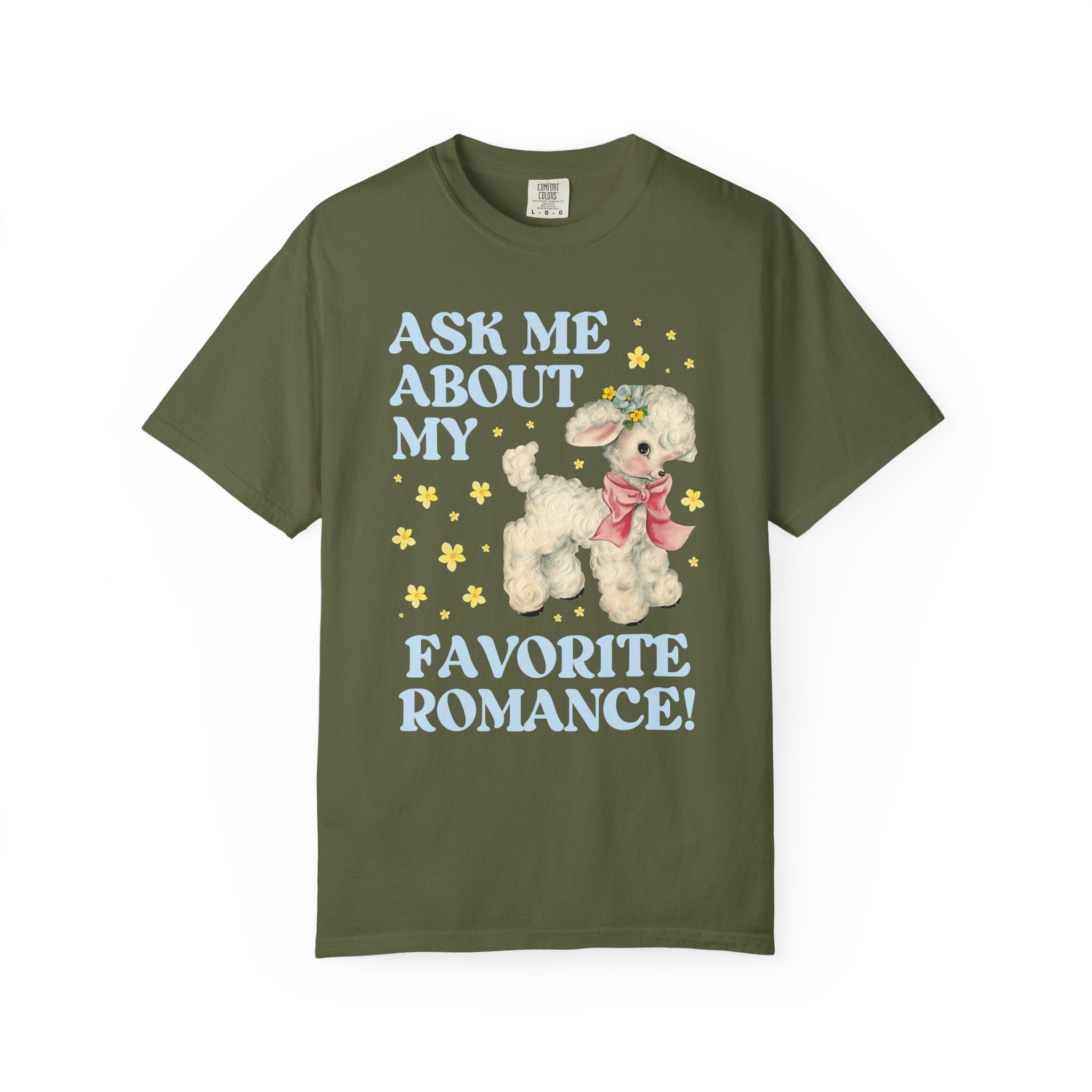 Colorful Romance Reader Tee Shirt with Vintage Aesthetic: Ask Me About My Favorite Romance! | Cute Animal Lover Tee Shirt for Librarian - Opal and June