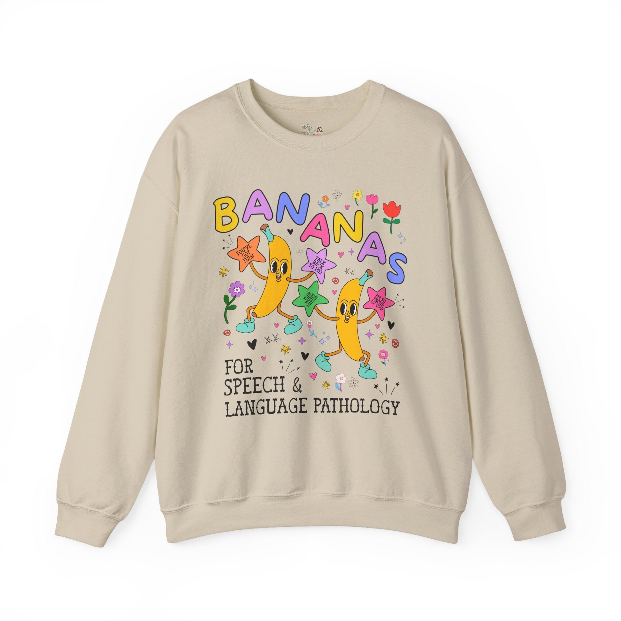 Colorful Speech Therapist Sweatshirt, Speech Language Pathologist, Teacher Appreciation, Graduation Gift, Funny Saying Crewneck with Bananas - Opal and June