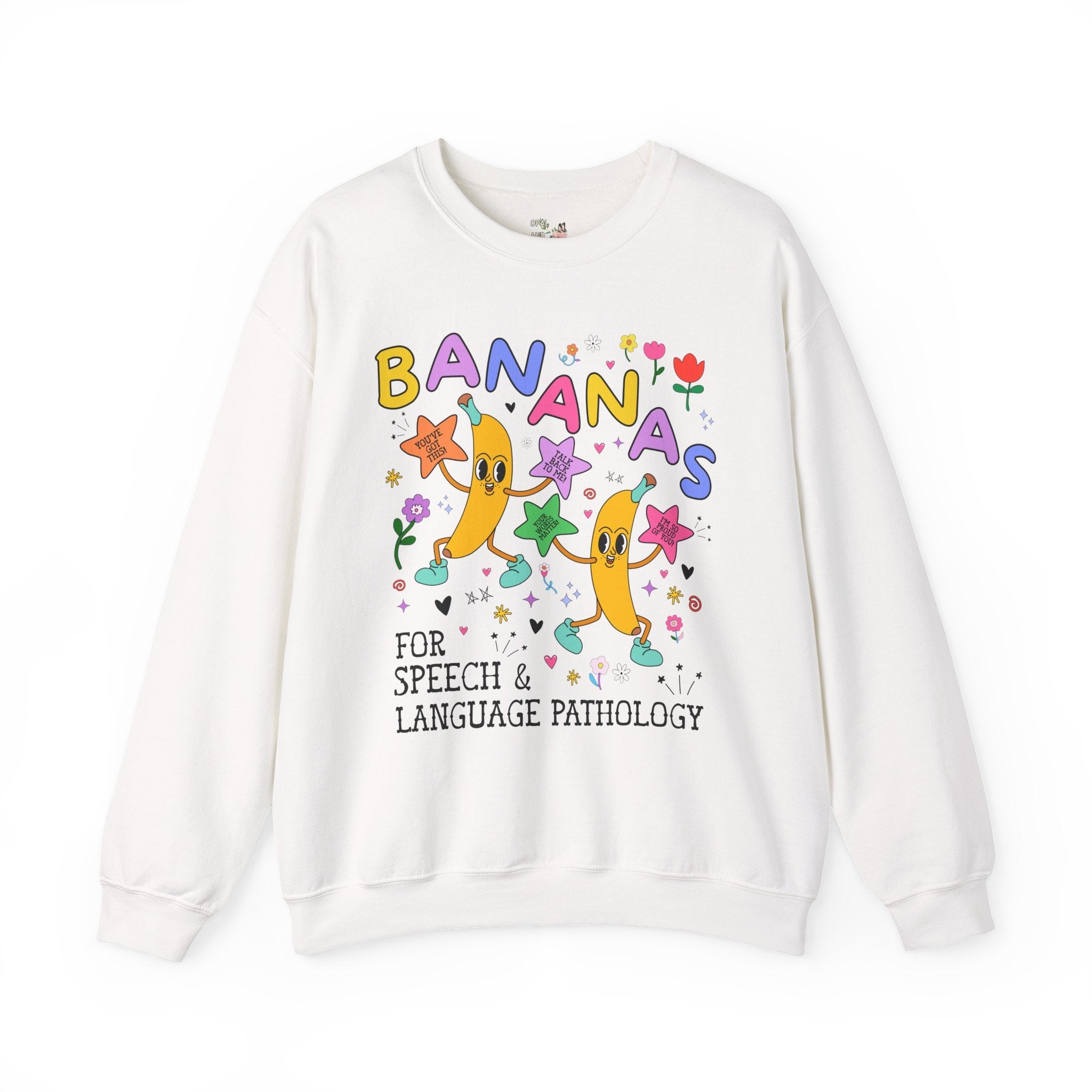 Colorful Speech Therapist Sweatshirt, Speech Language Pathologist, Teacher Appreciation, Graduation Gift, Funny Saying Crewneck with Bananas - Opal and June