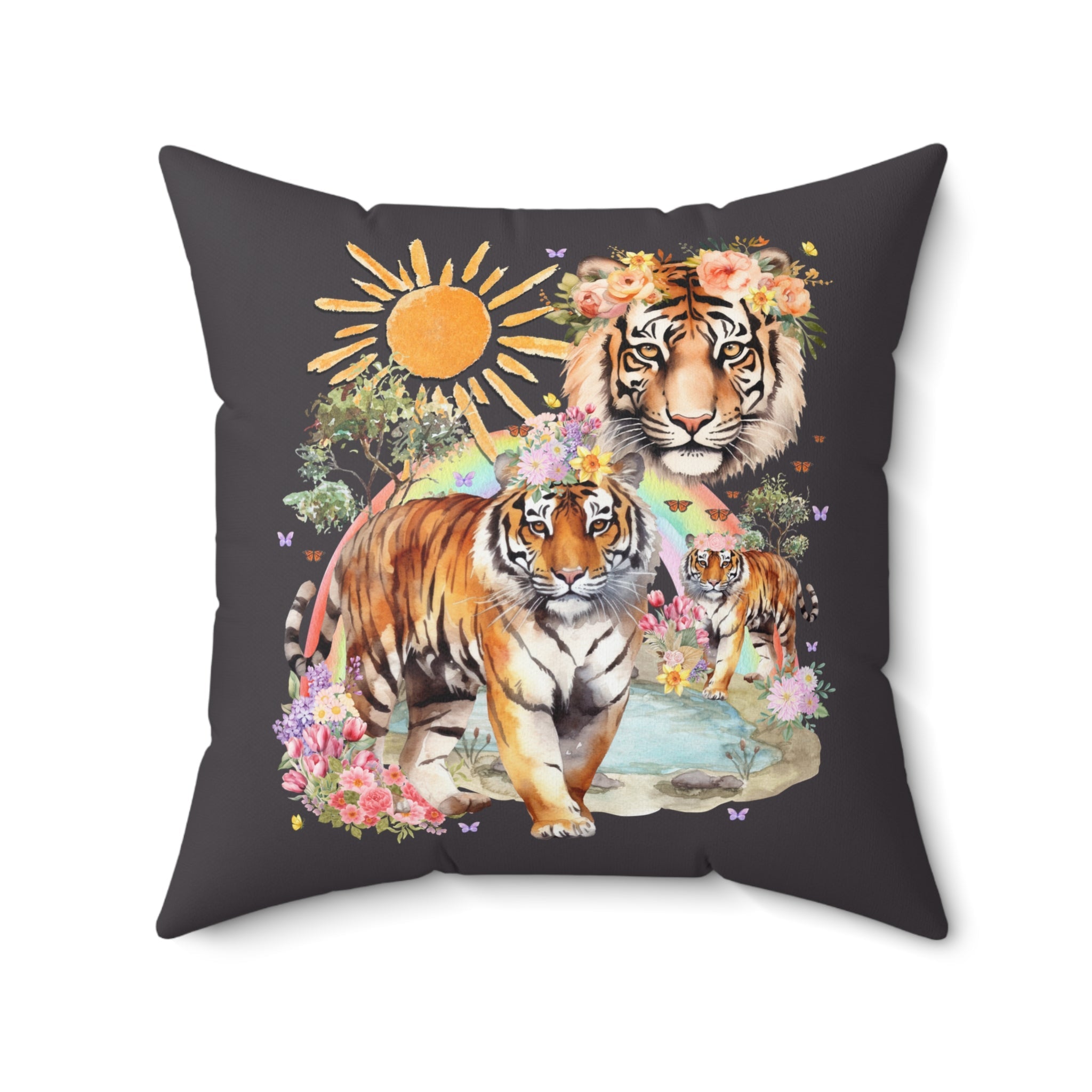 Colorful Tiger Pillow - Opal and June