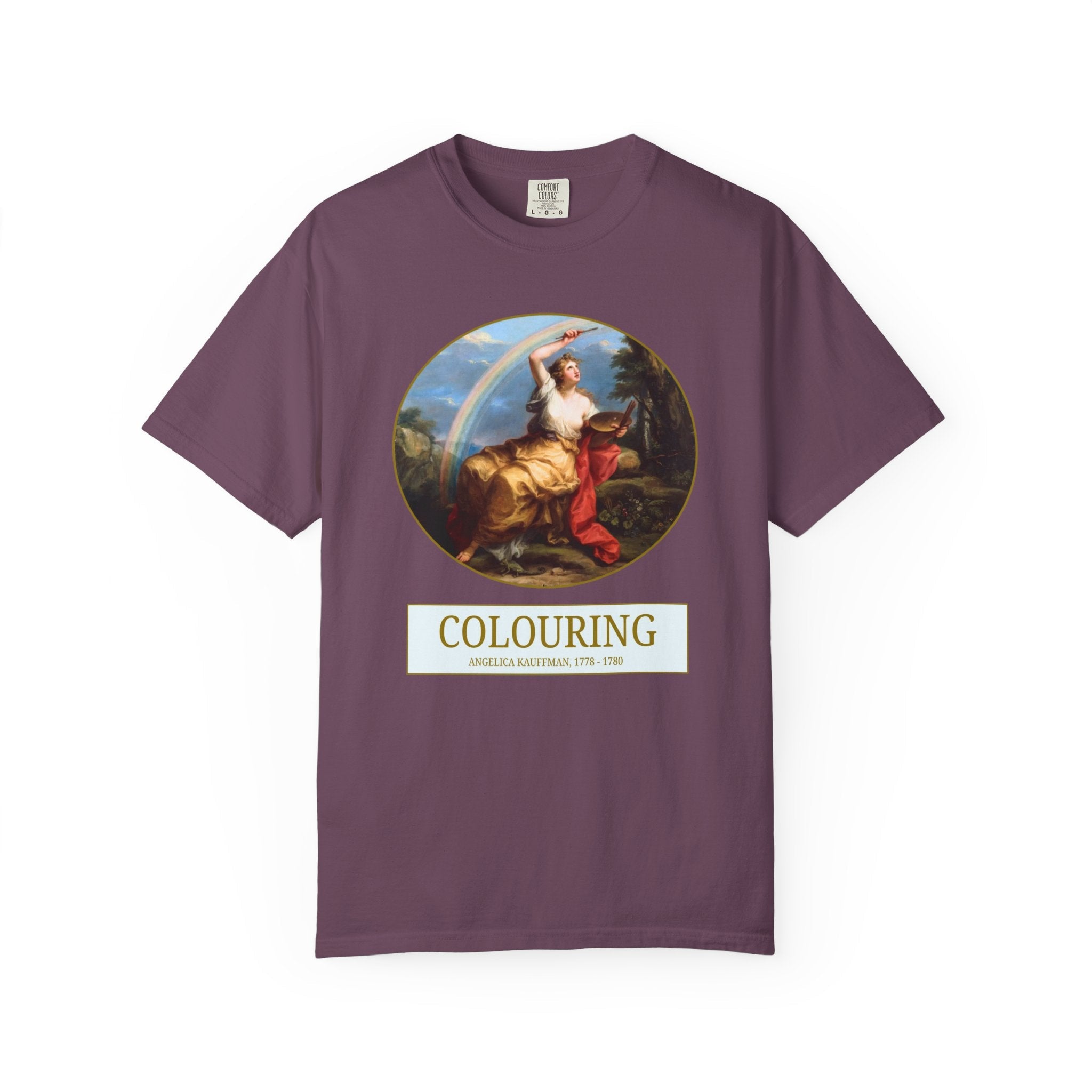 Colouring by Angelica Kauffman Art History T-Shirt, 18th Century European Art Historian Gift, Famous Painting with Rainbow, Comfort Colors - Opal and June