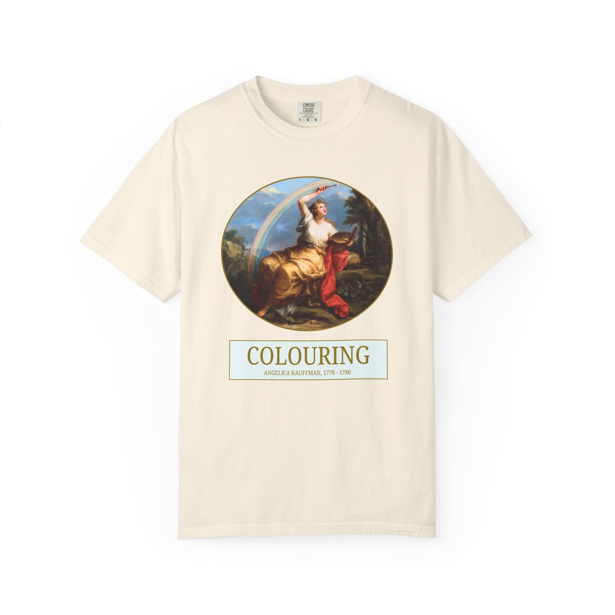 Colouring by Angelica Kauffman Art History T-Shirt, 18th Century European Art Historian Gift, Famous Painting with Rainbow, Comfort Colors - Opal and June