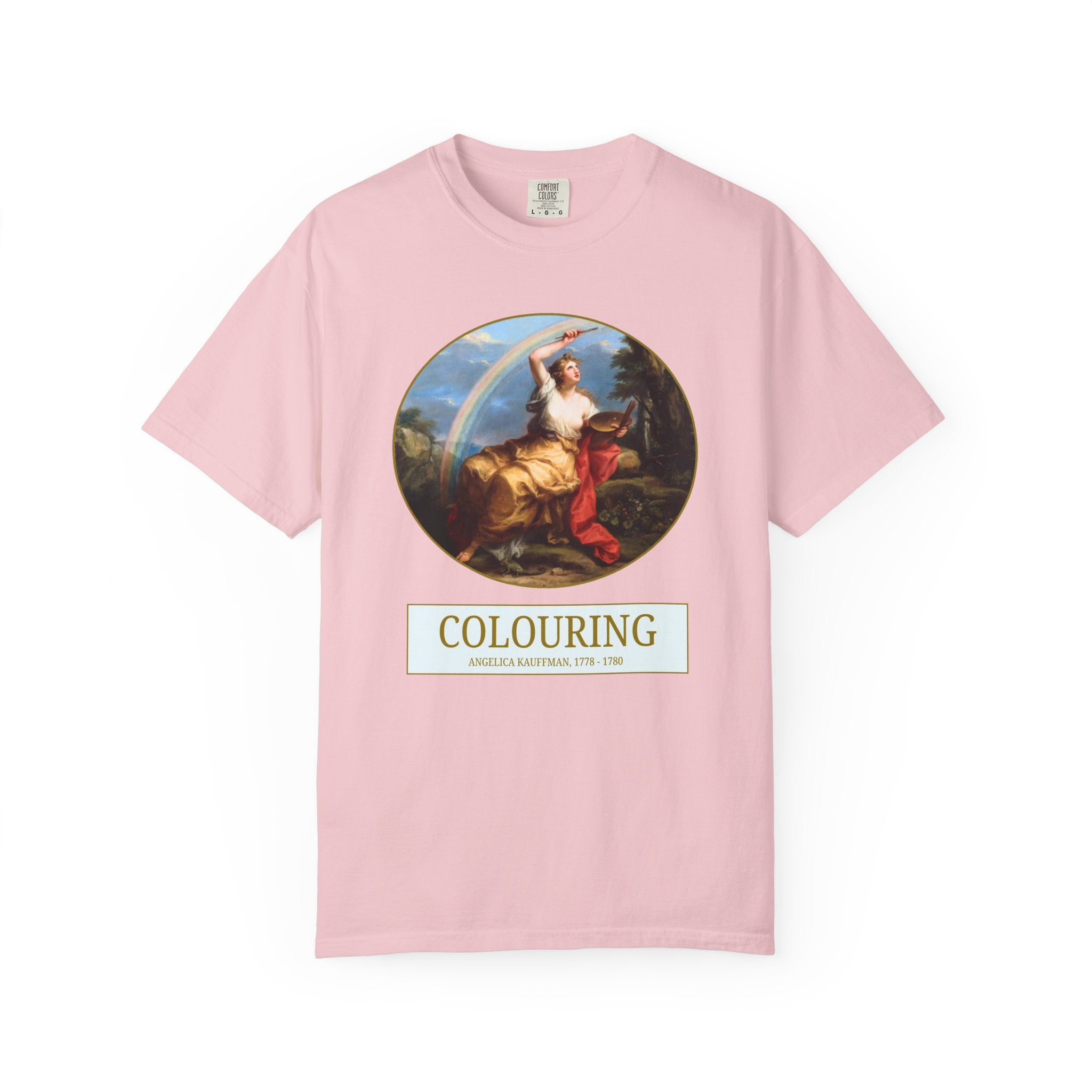Colouring by Angelica Kauffman Art History T-Shirt, 18th Century European Art Historian Gift, Famous Painting with Rainbow, Comfort Colors - Opal and June