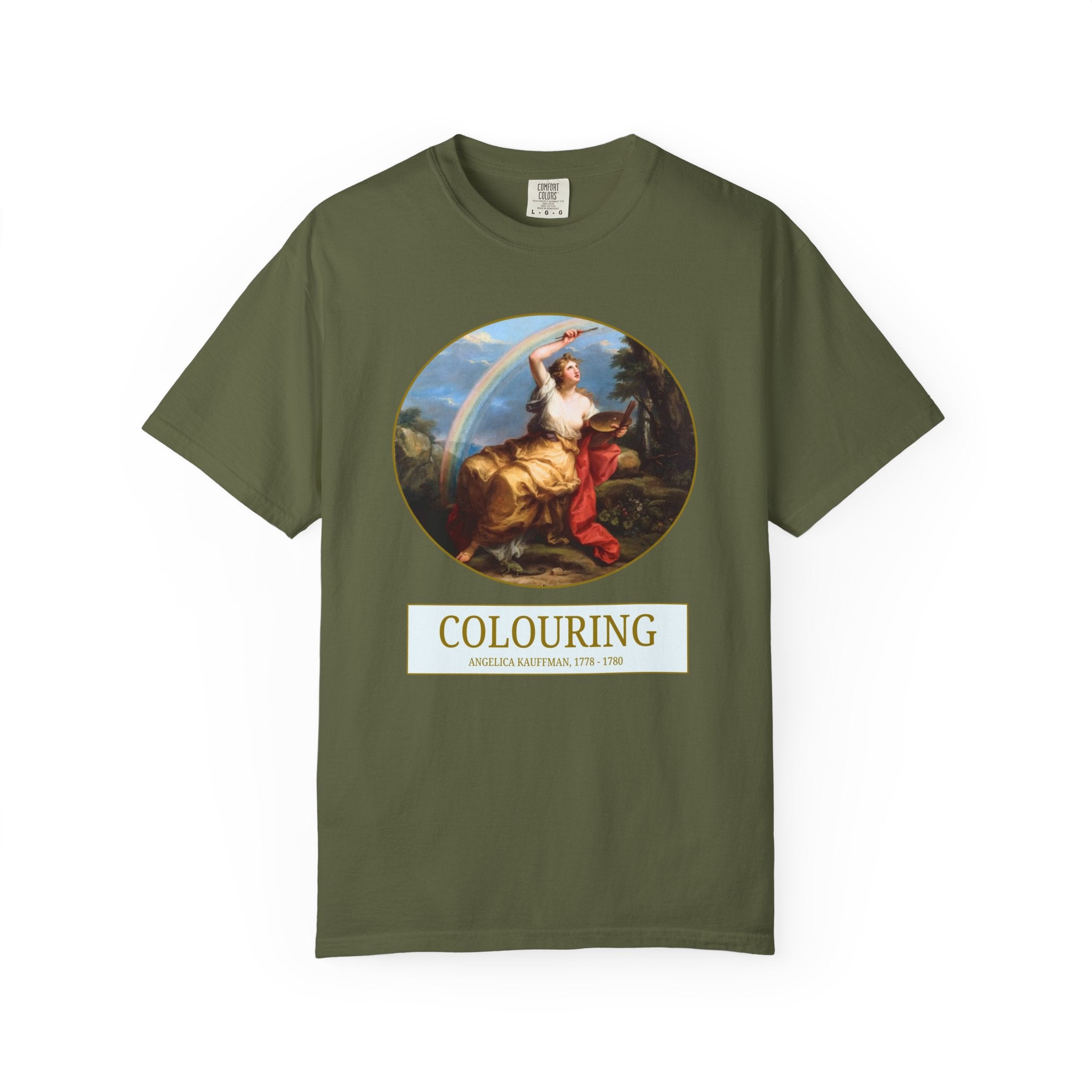 Colouring by Angelica Kauffman Art History T-Shirt, 18th Century European Art Historian Gift, Famous Painting with Rainbow, Comfort Colors - Opal and June