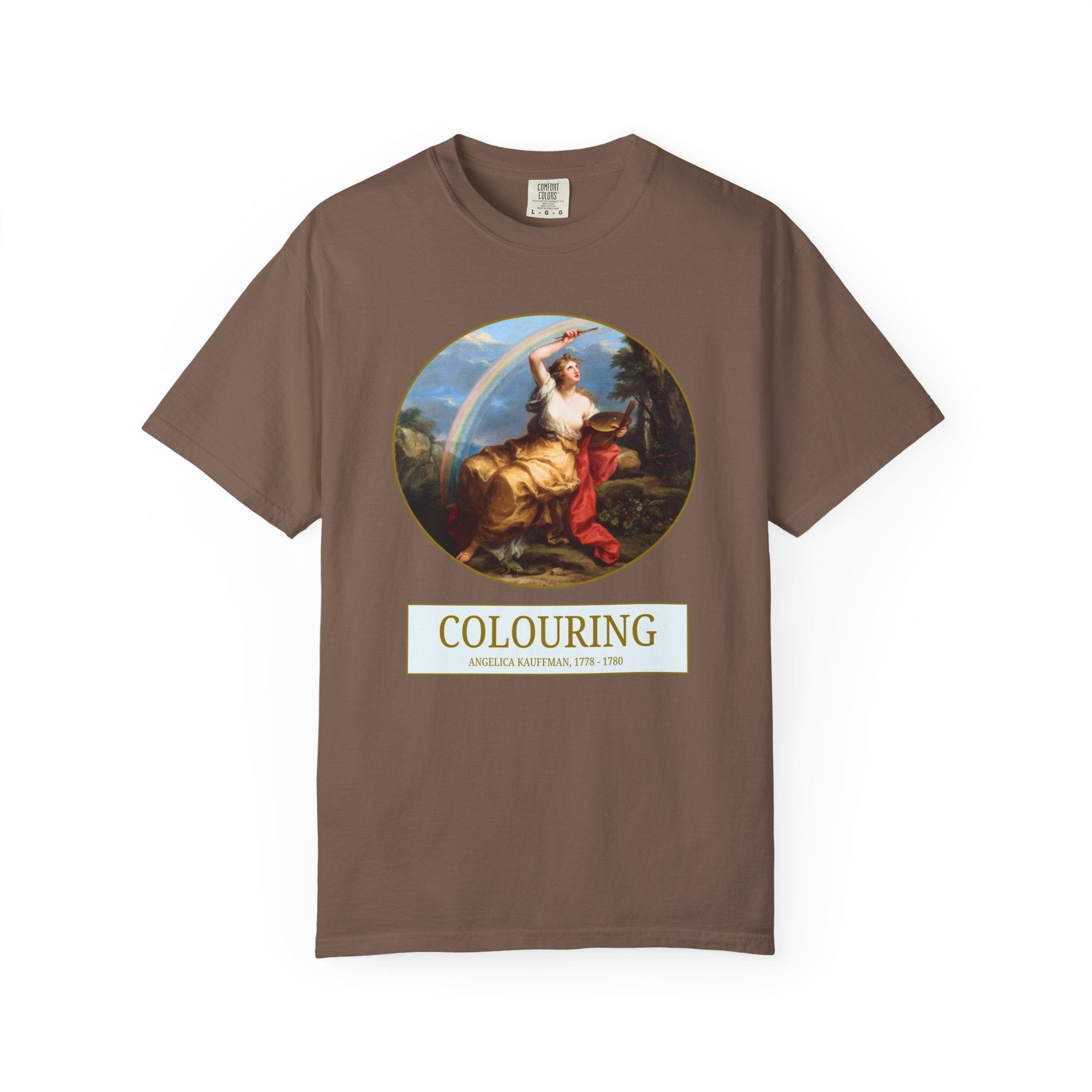 Colouring by Angelica Kauffman Art History T-Shirt, 18th Century European Art Historian Gift, Famous Painting with Rainbow, Comfort Colors - Opal and June
