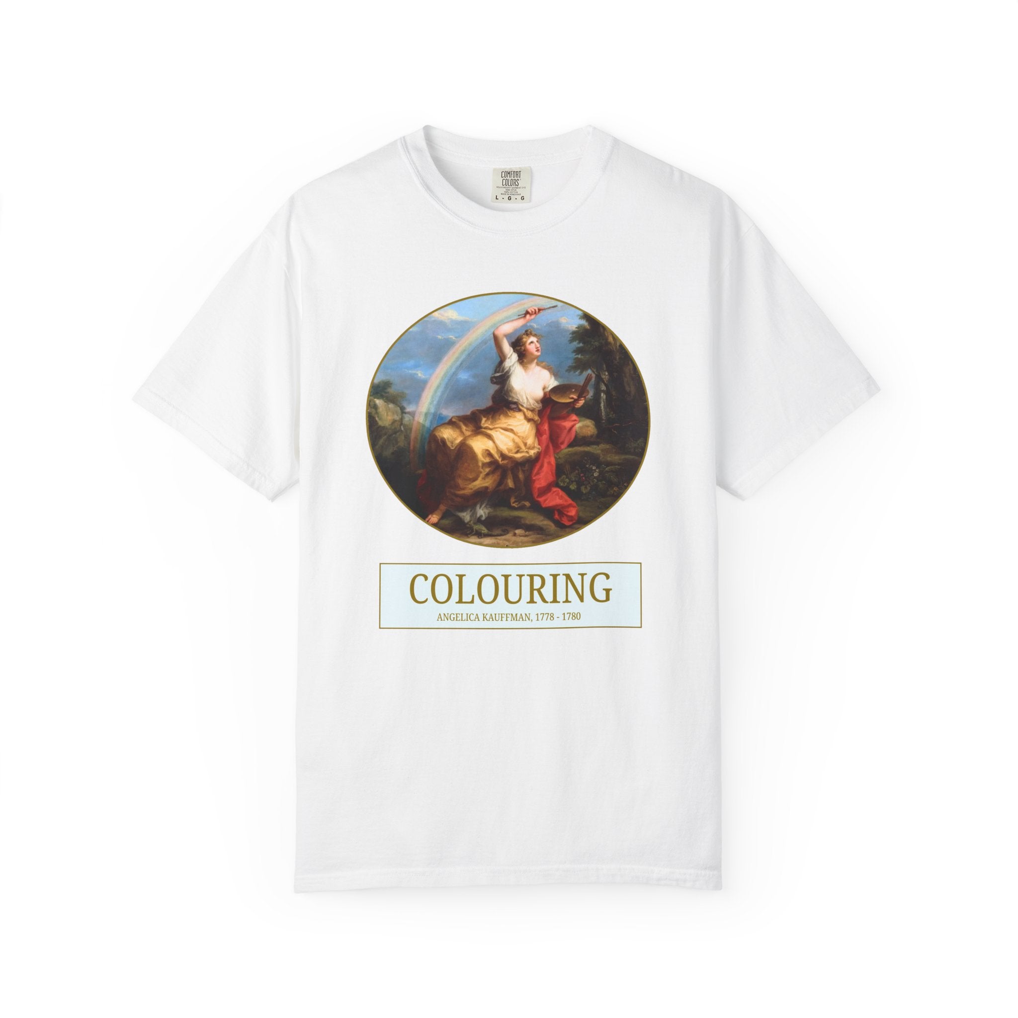 Colouring by Angelica Kauffman Art History T-Shirt, 18th Century European Art Historian Gift, Famous Painting with Rainbow, Comfort Colors - Opal and June
